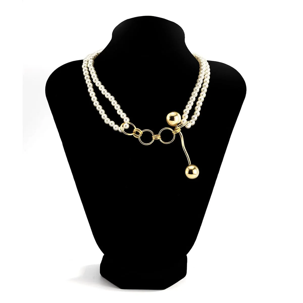 Pearl & 18K Gold-Plated Layered Lariat Necklace
