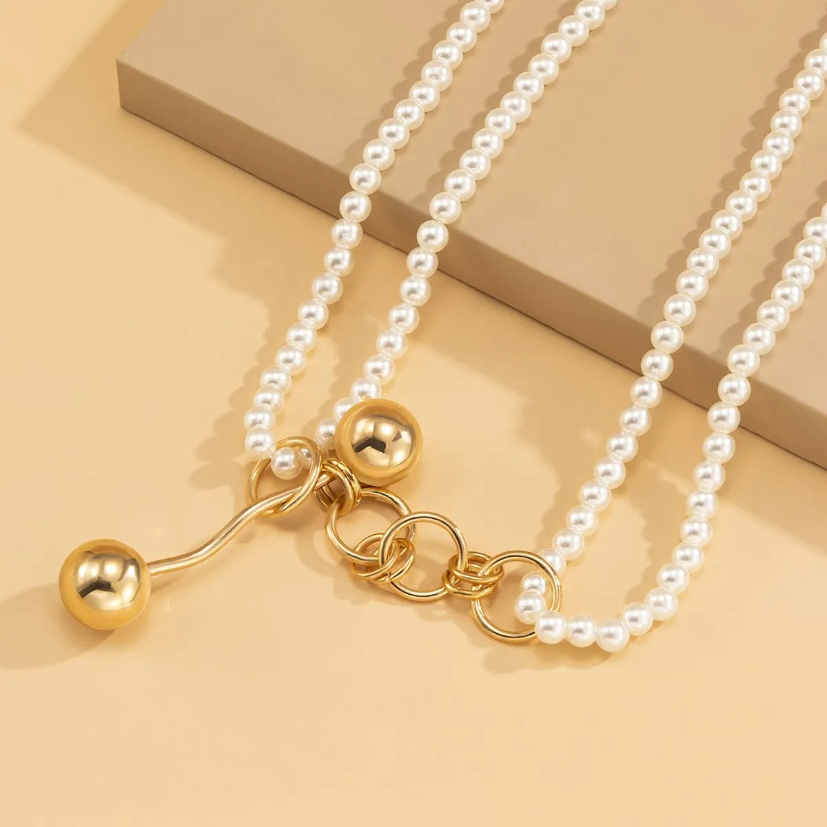 Pearl & 18K Gold-Plated Layered Lariat Necklace