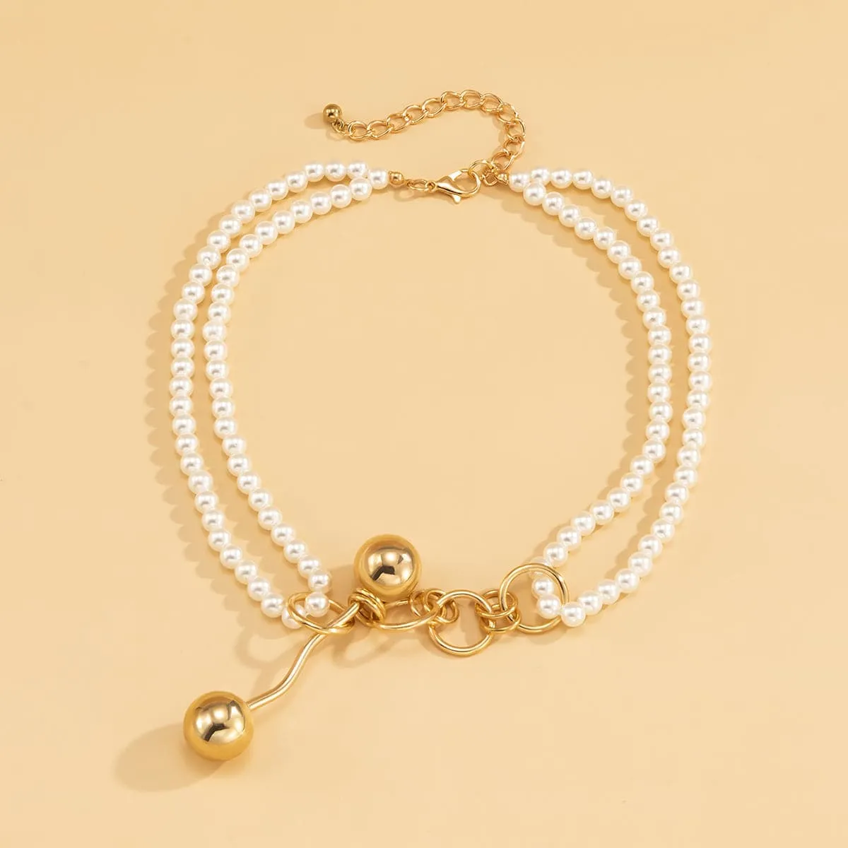 Pearl & 18K Gold-Plated Layered Lariat Necklace