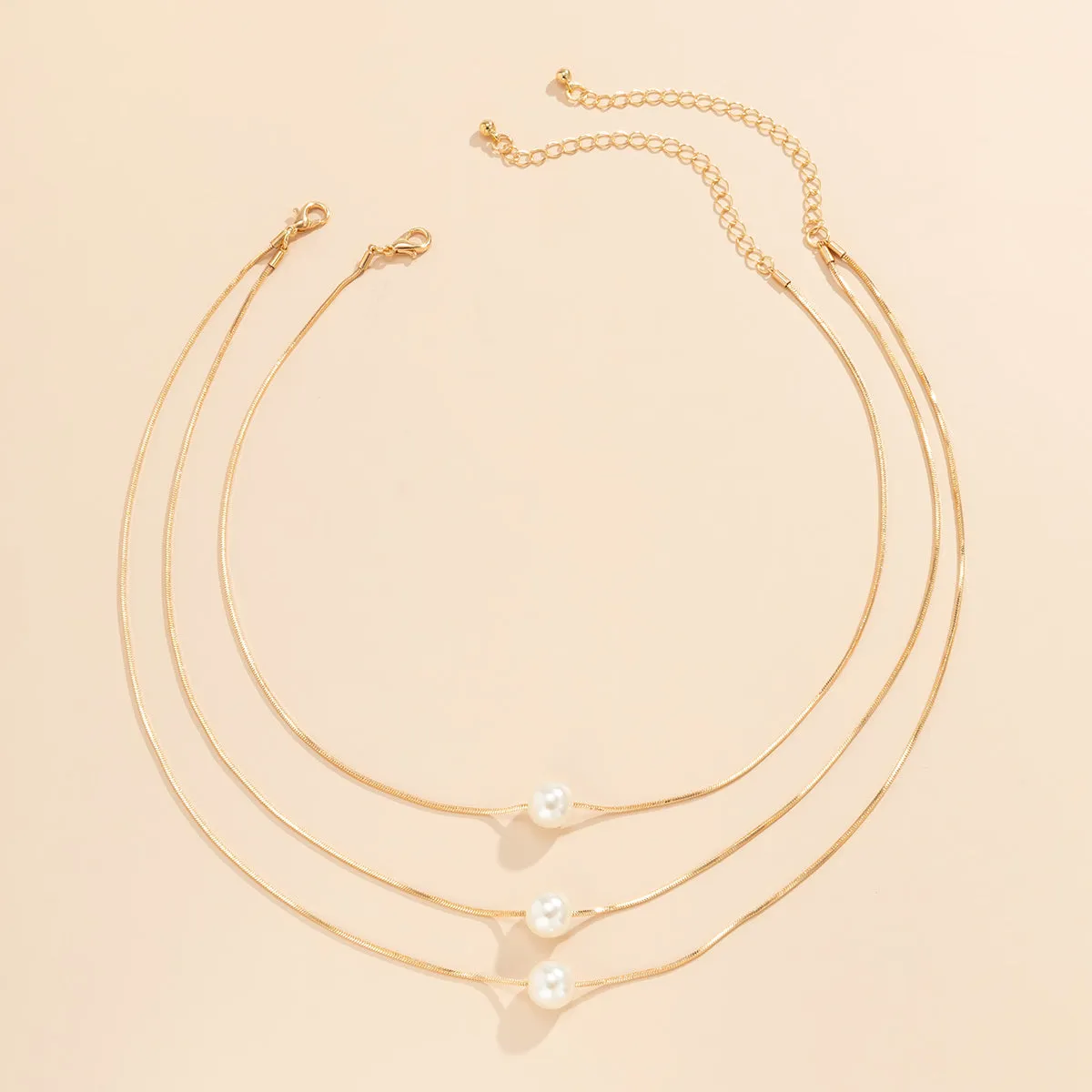 Pearl & 18K Gold-Plated Layered Necklace Set