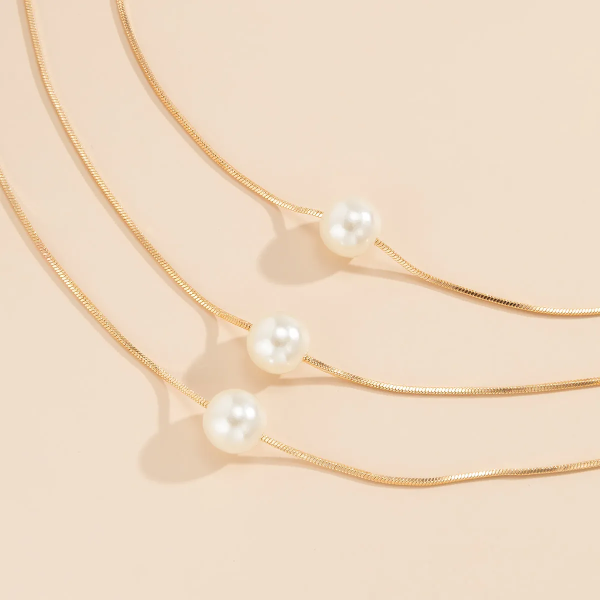 Pearl & 18K Gold-Plated Layered Necklace Set