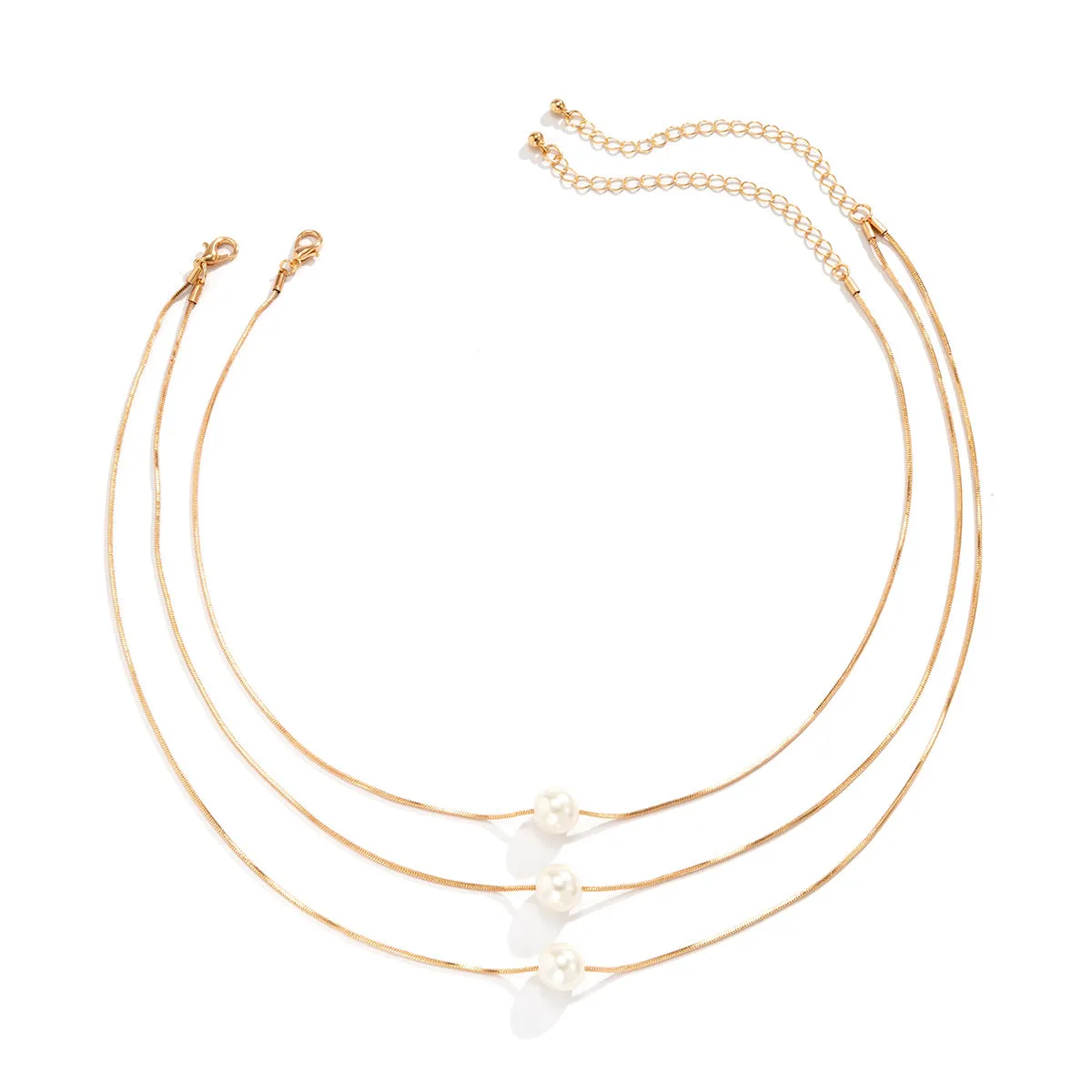 Pearl & 18K Gold-Plated Layered Necklace Set