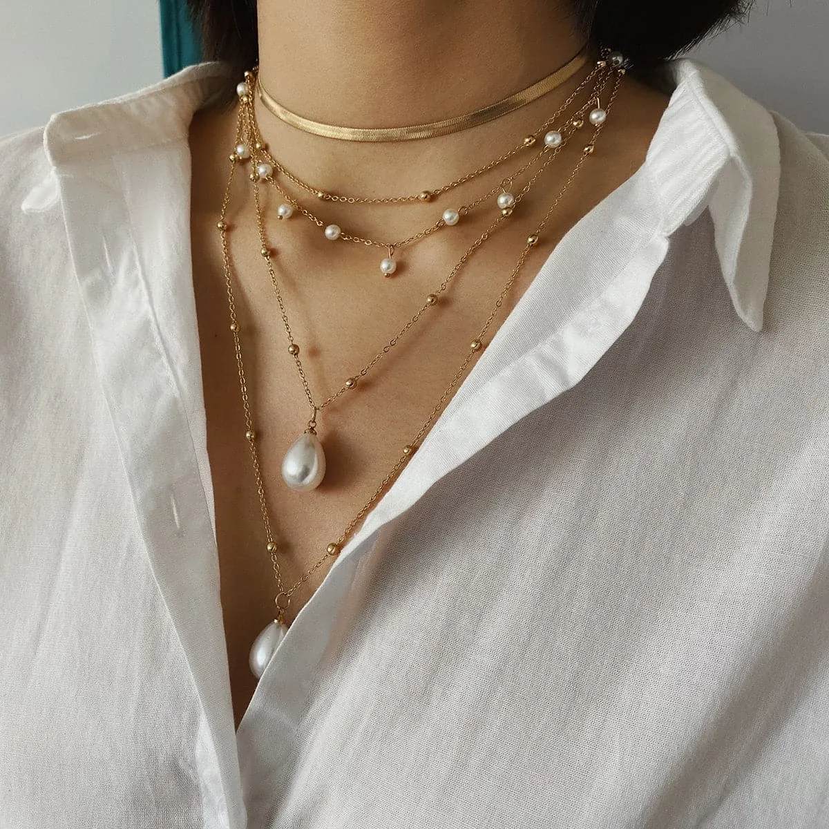 Pearl & 18K Gold-Plated Layered Necklace