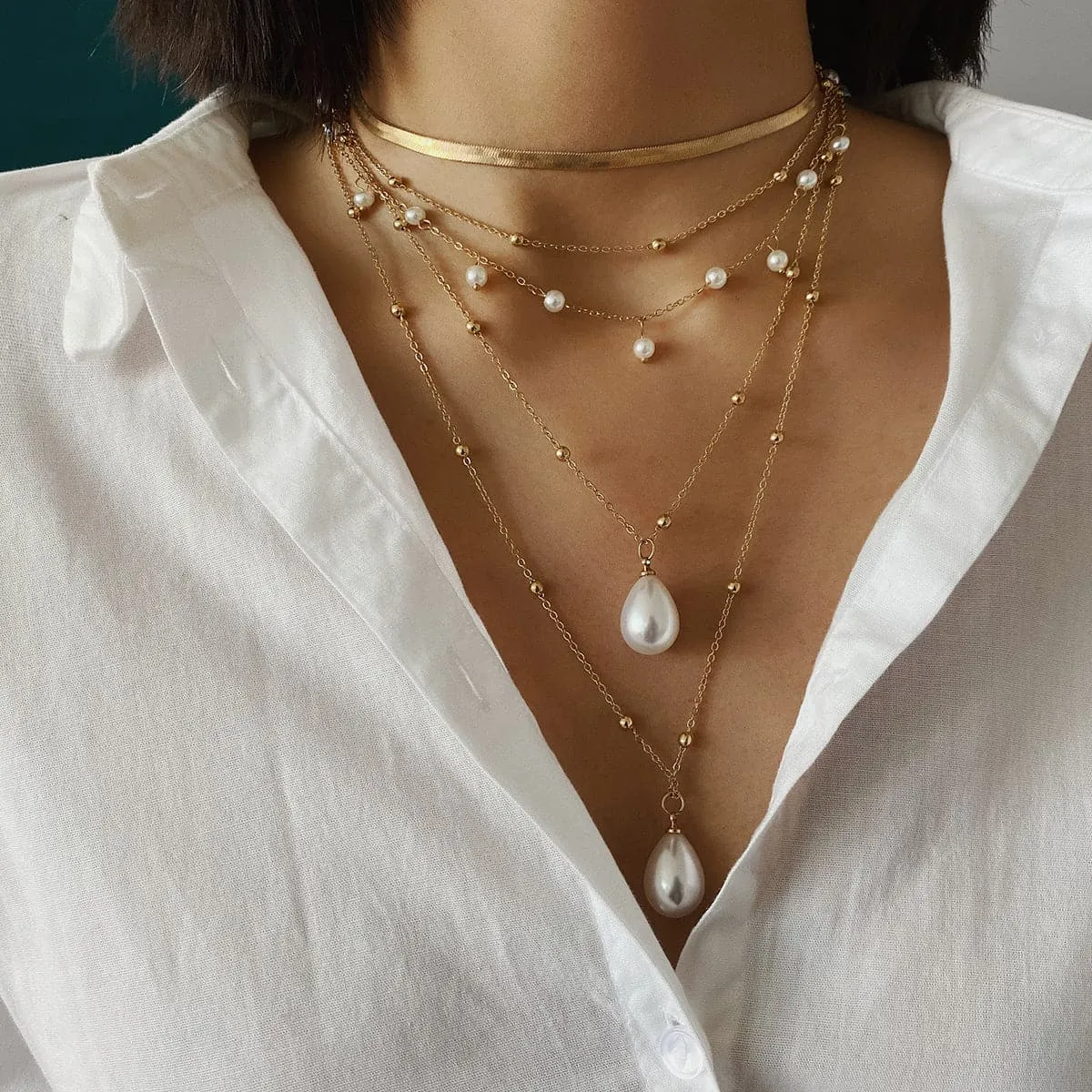 Pearl & 18K Gold-Plated Layered Necklace