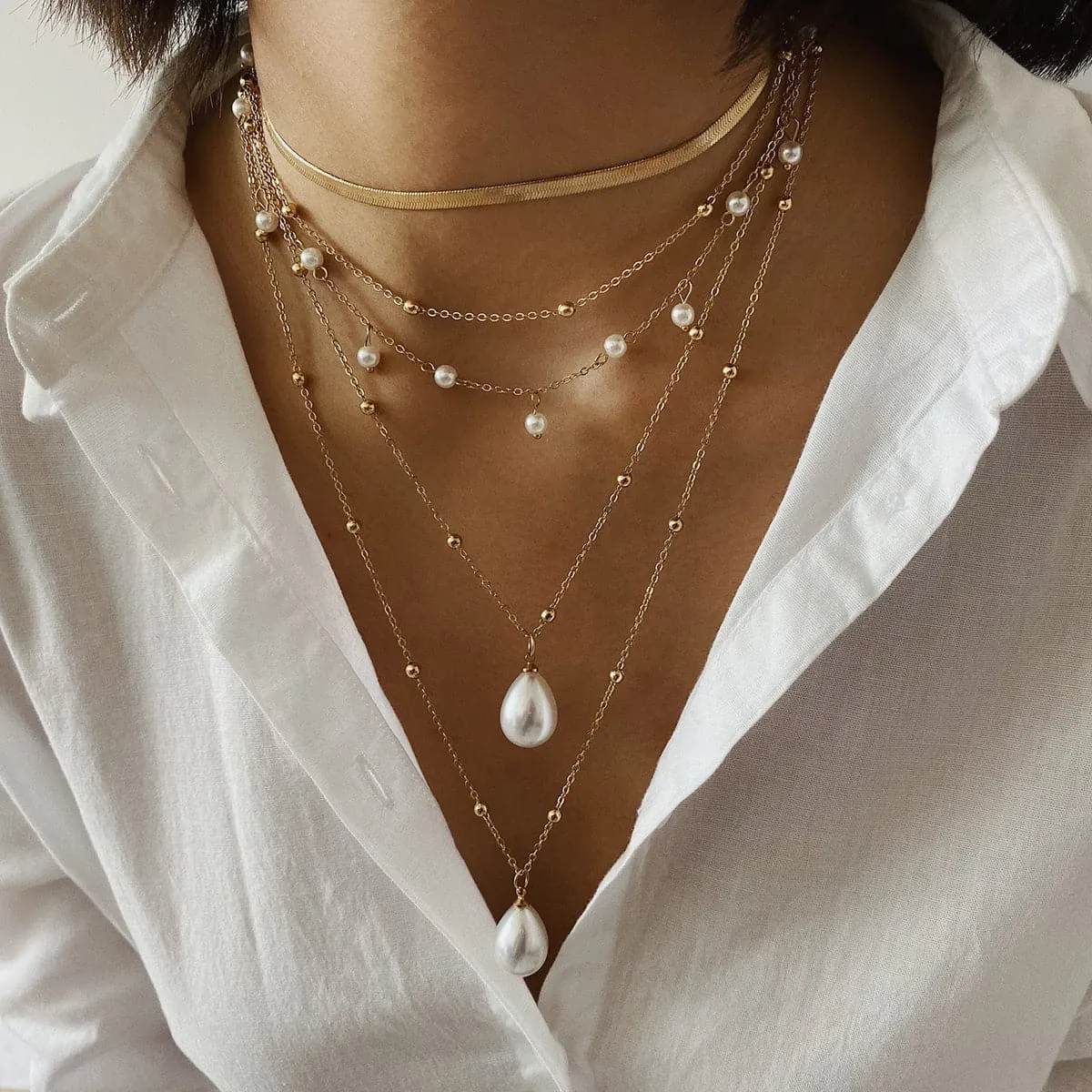 Pearl & 18K Gold-Plated Layered Necklace