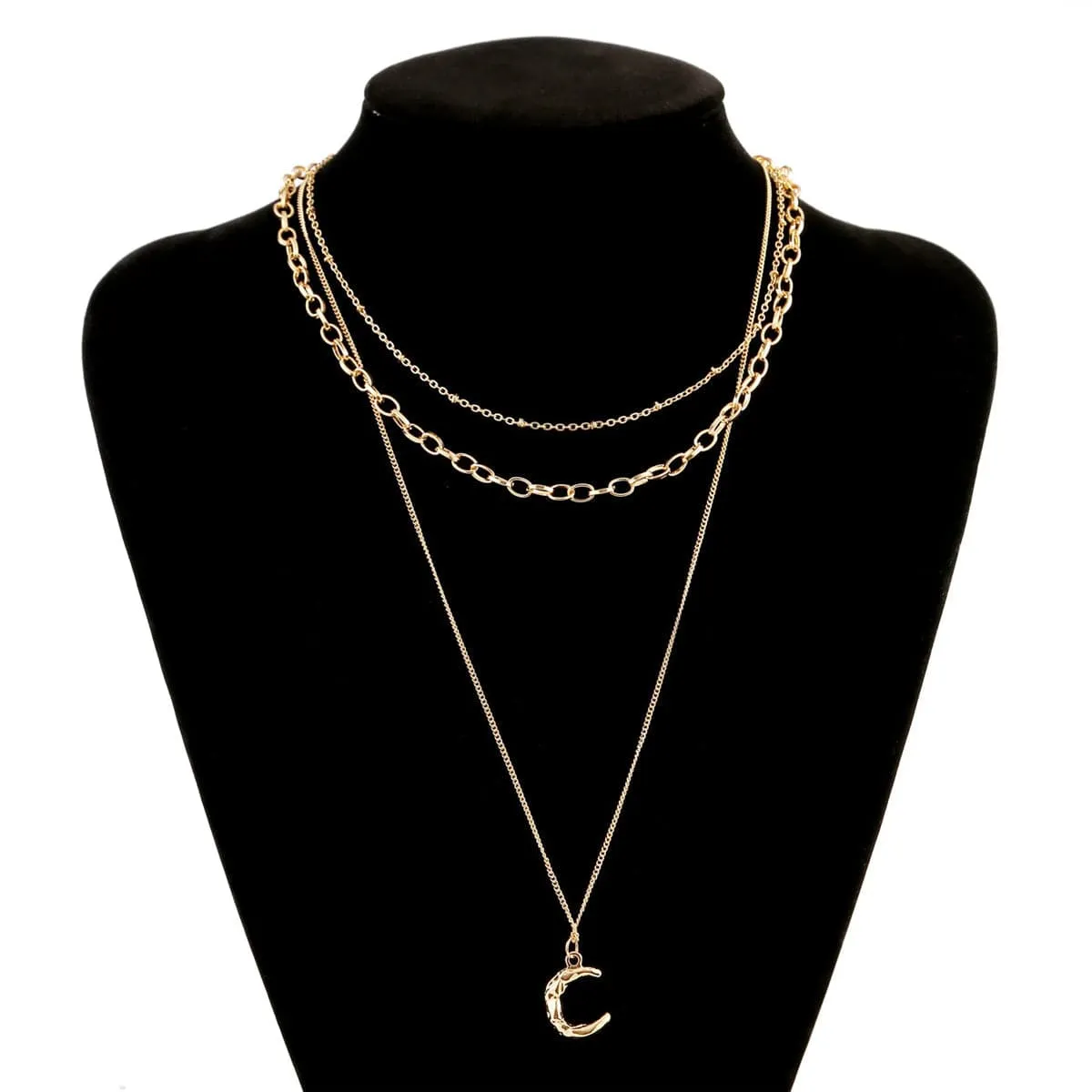 Pearl & 18K Gold-Plated Moon Pendant Necklace Set