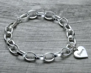 PERSONALIZED HEART CHARM BRACELET - LOBSTER CLASP
