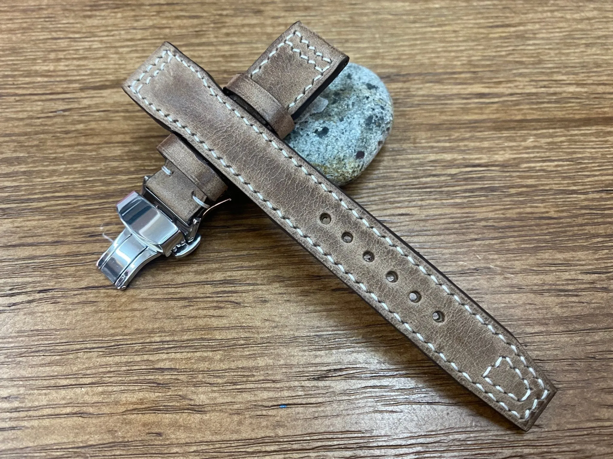 Pilot Watch Straps 22mm, Aviator Watch Band, Leather Watch Straps 21mm, Brown Leather 20mm Watchband Deployant Clasp Buckle, Gift Ideas