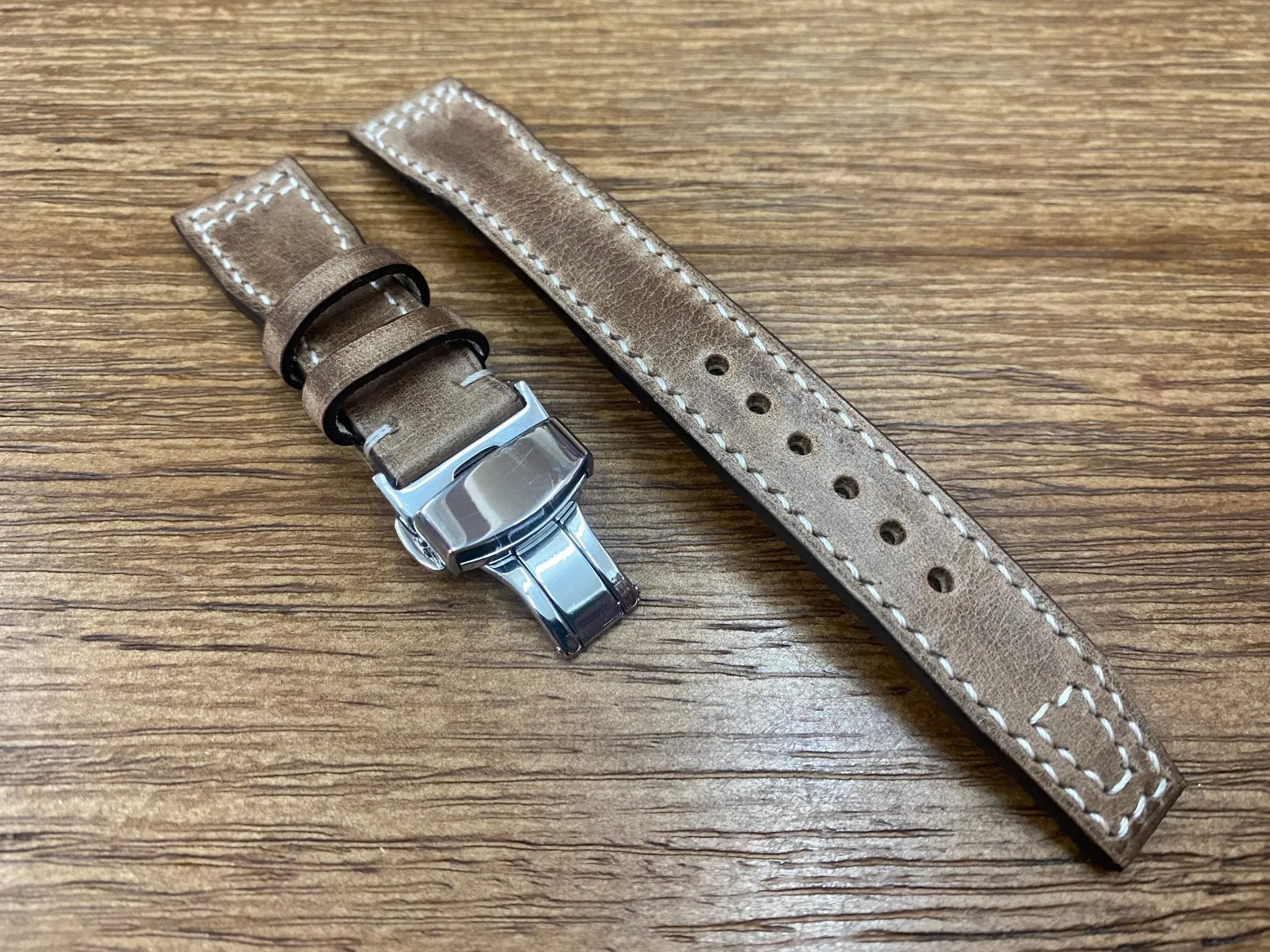 Pilot Watch Straps 22mm, Aviator Watch Band, Leather Watch Straps 21mm, Brown Leather 20mm Watchband Deployant Clasp Buckle, Gift Ideas