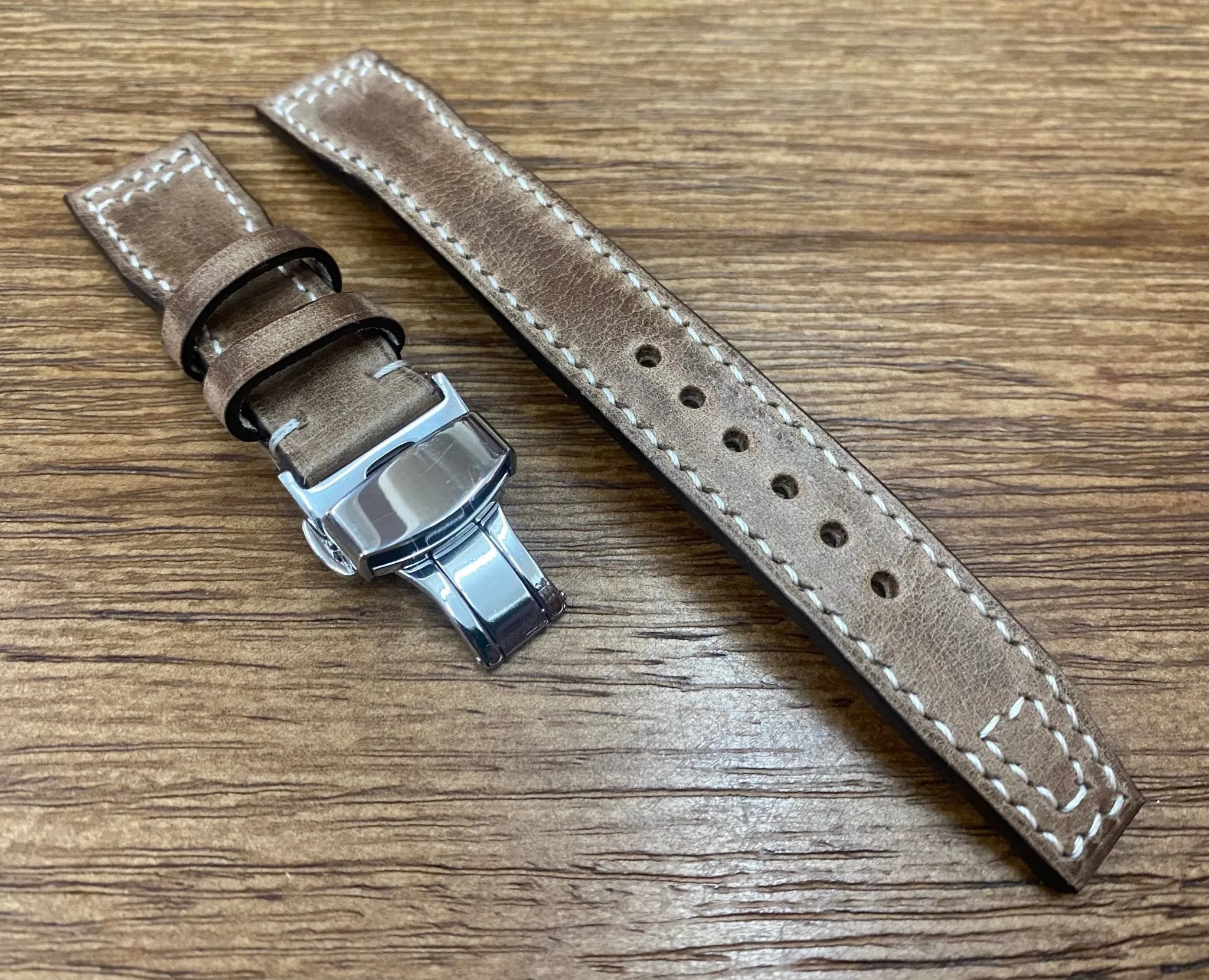 Pilot Watch Straps 22mm, Aviator Watch Band, Leather Watch Straps 21mm, Brown Leather 20mm Watchband Deployant Clasp Buckle, Gift Ideas