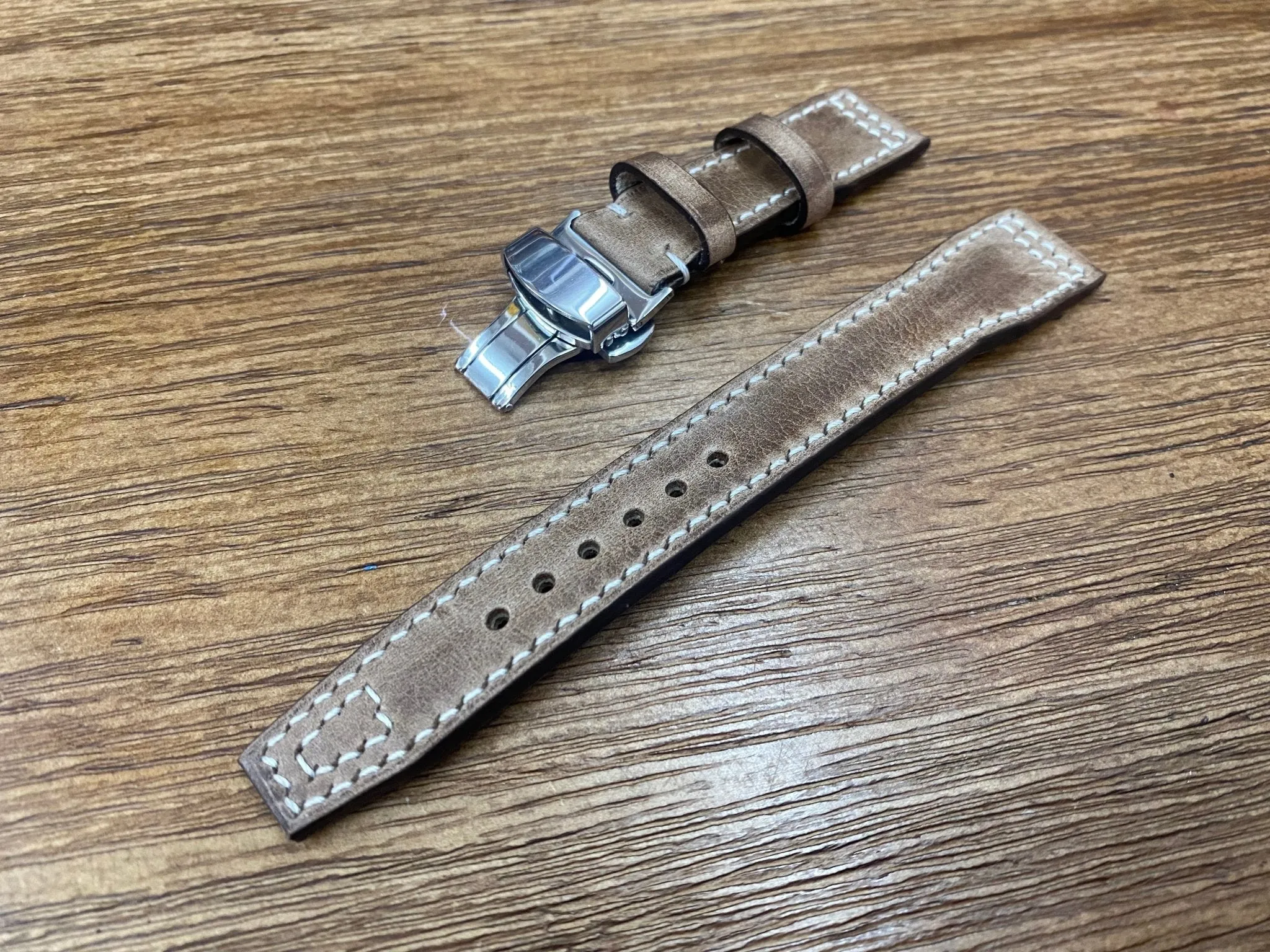 Pilot Watch Straps 22mm, Aviator Watch Band, Leather Watch Straps 21mm, Brown Leather 20mm Watchband Deployant Clasp Buckle, Gift Ideas