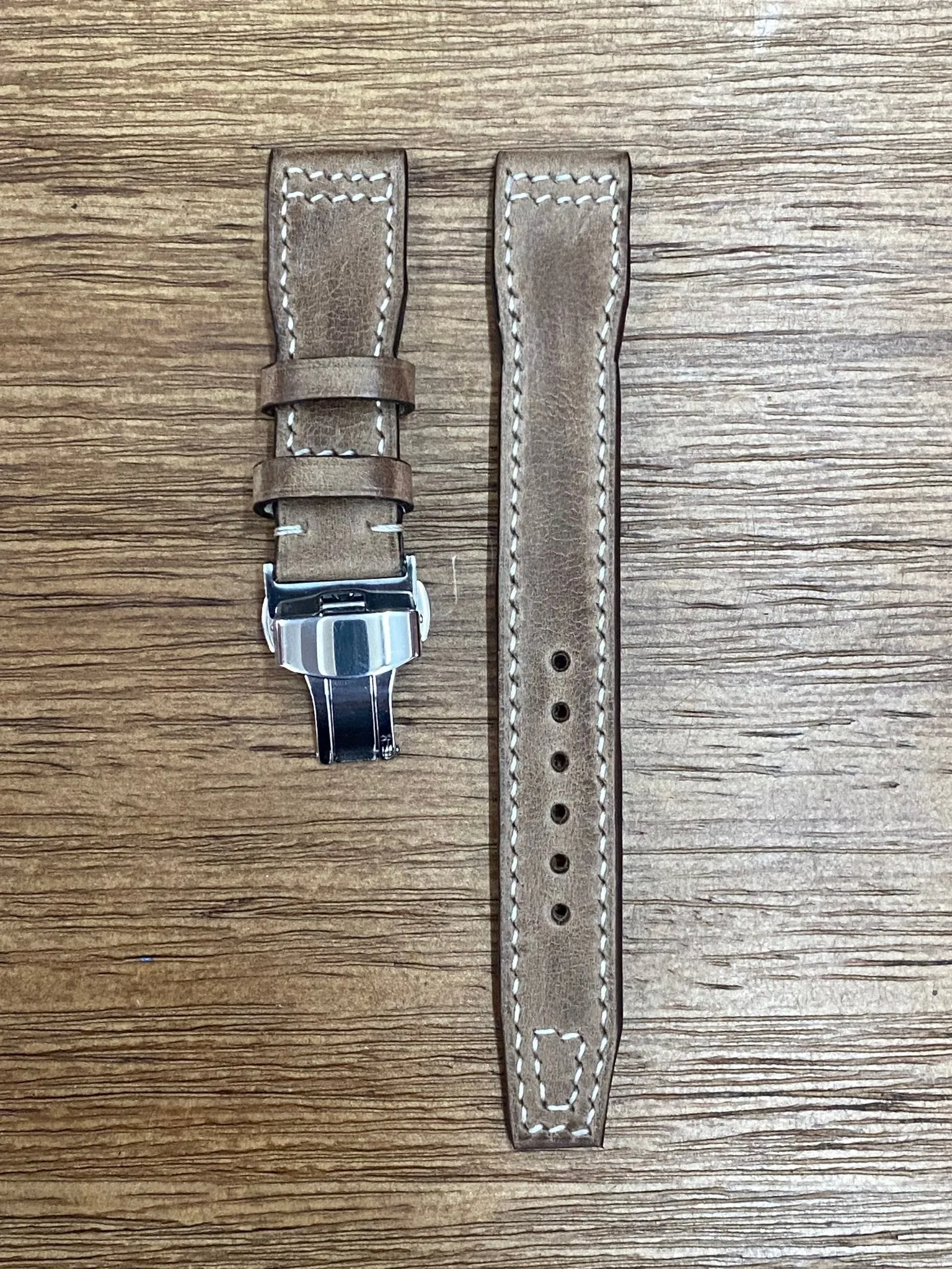 Pilot Watch Straps 22mm, Aviator Watch Band, Leather Watch Straps 21mm, Brown Leather 20mm Watchband Deployant Clasp Buckle, Gift Ideas