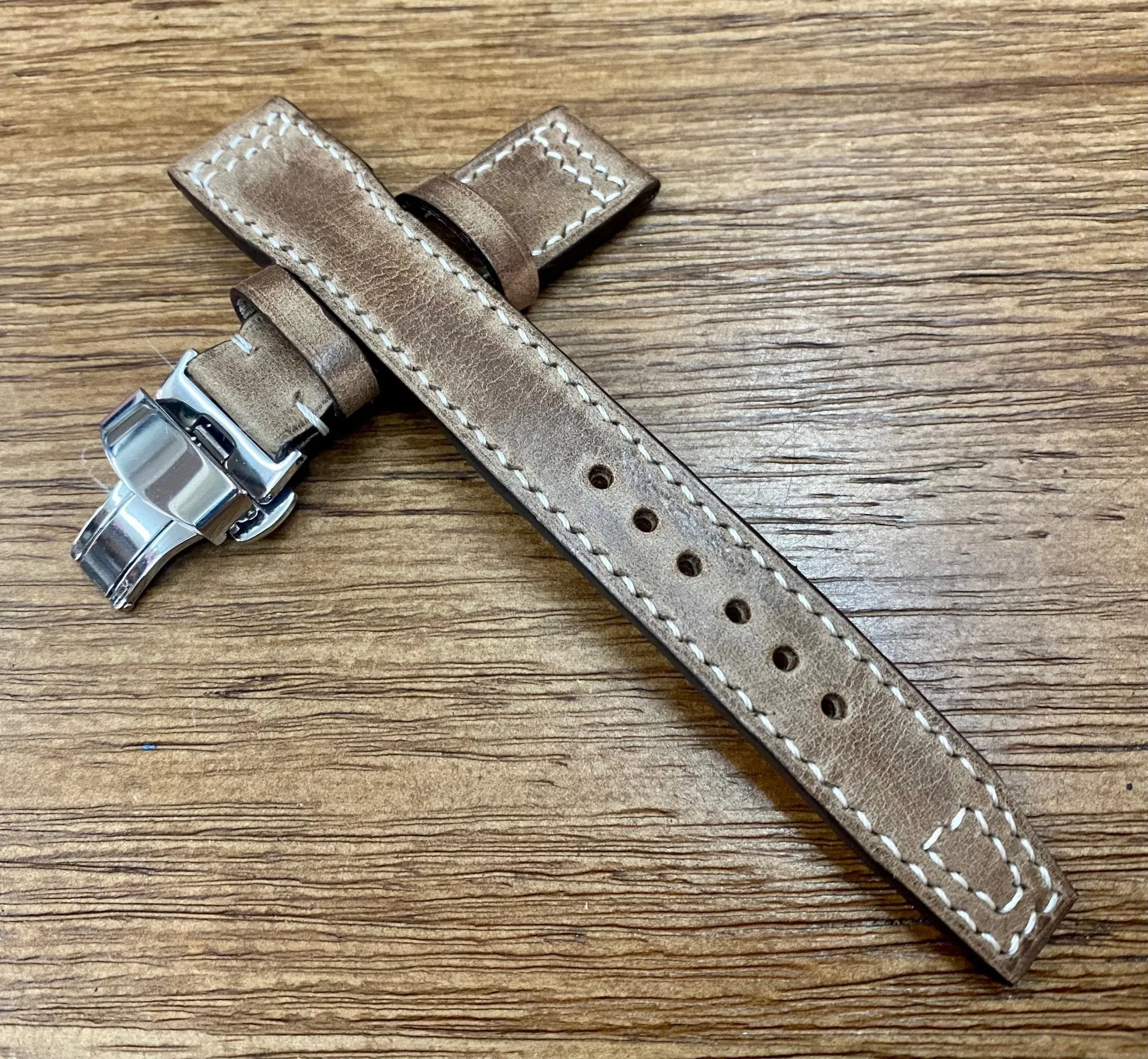Pilot Watch Straps 22mm, Aviator Watch Band, Leather Watch Straps 21mm, Brown Leather 20mm Watchband Deployant Clasp Buckle, Gift Ideas