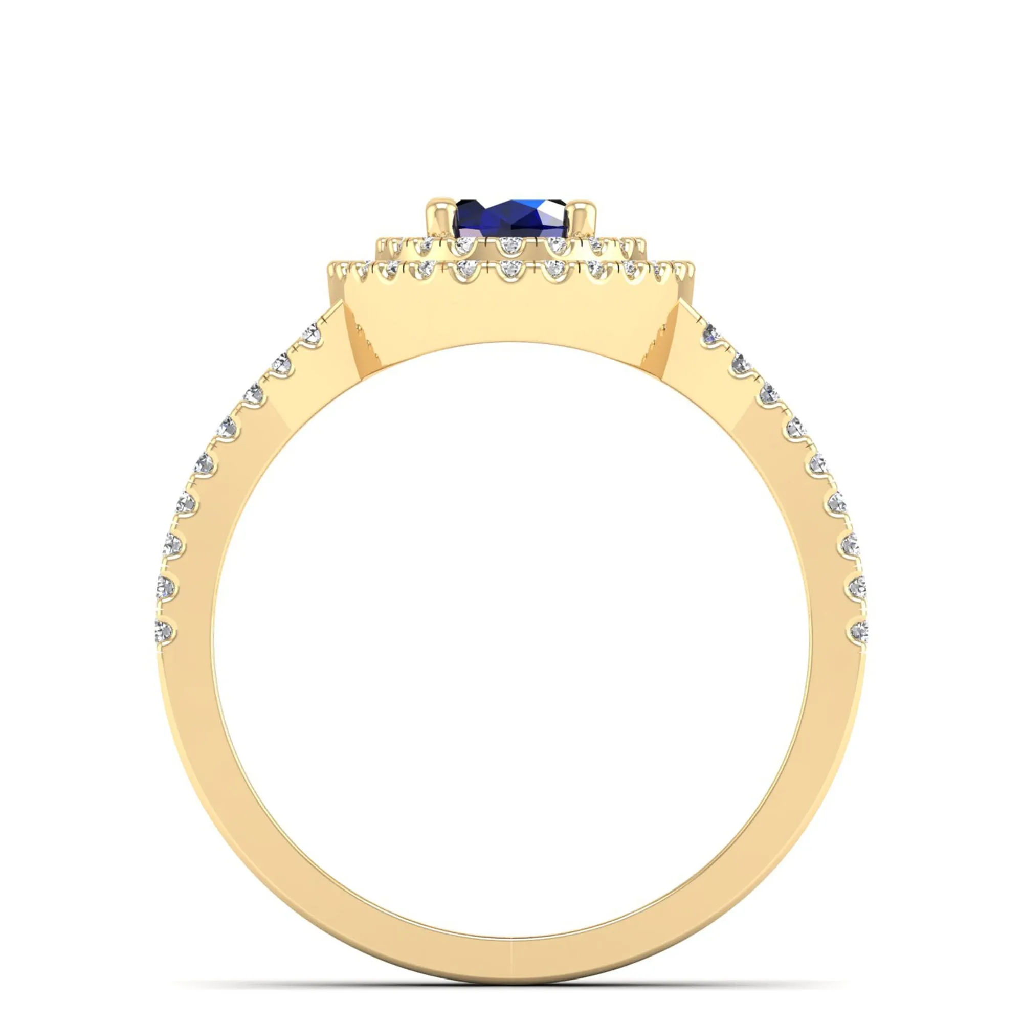 Prong-Set Double Halo Oval Sapphire and Infinity Diamond Ring
