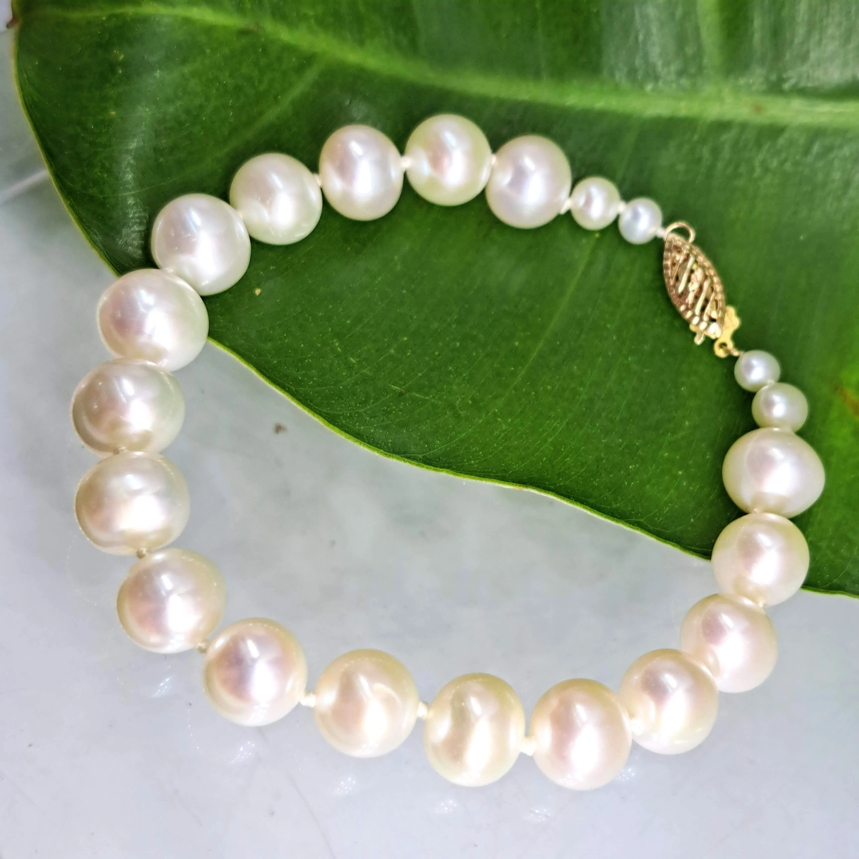 "The Classic" 7.5" Bracelet - Pearls, 14k