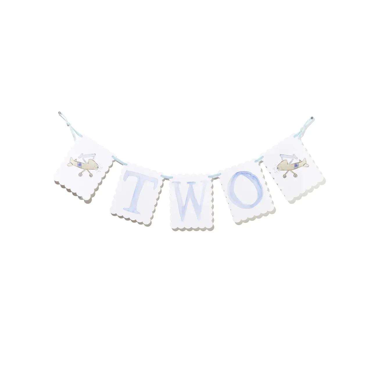 "TWO" Birthday Banner- Airplane/Puppy