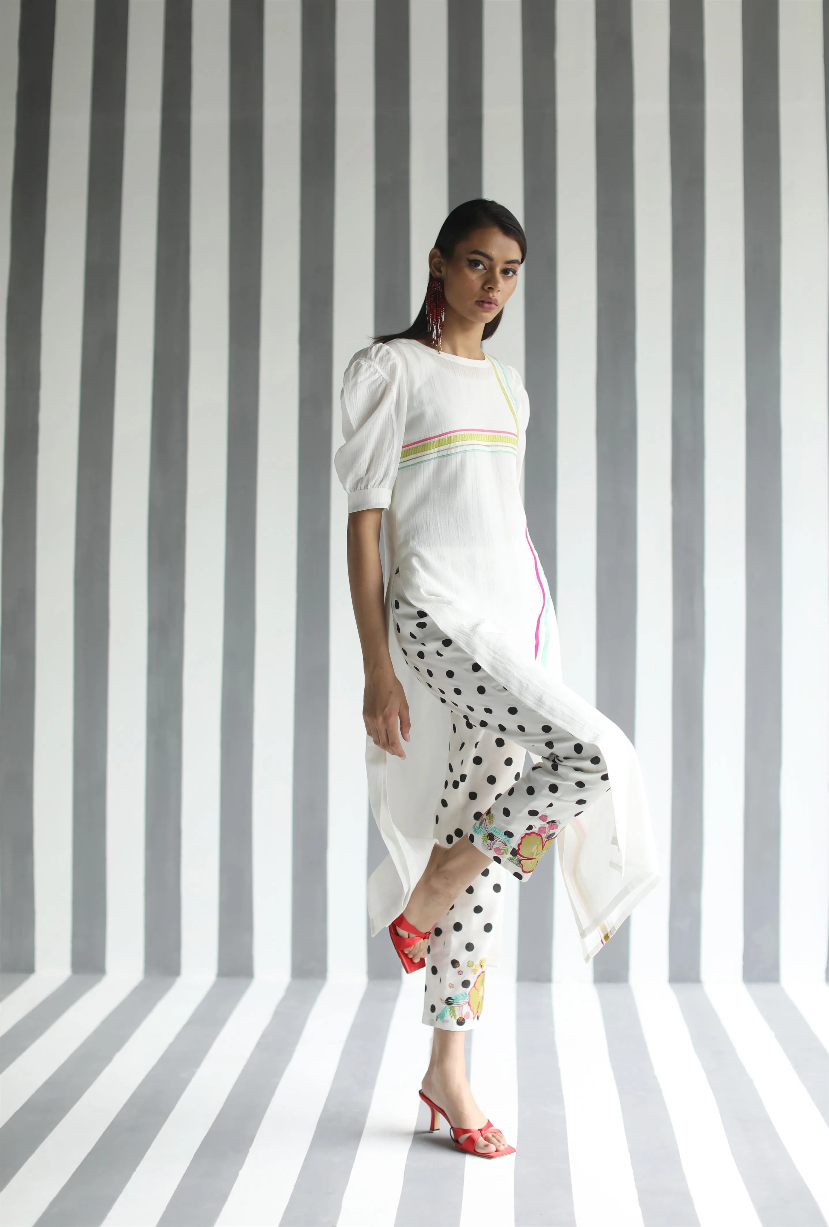 Raji Ramniq I Love To Dot I Cotton Silk Ensemble I Black and White 116