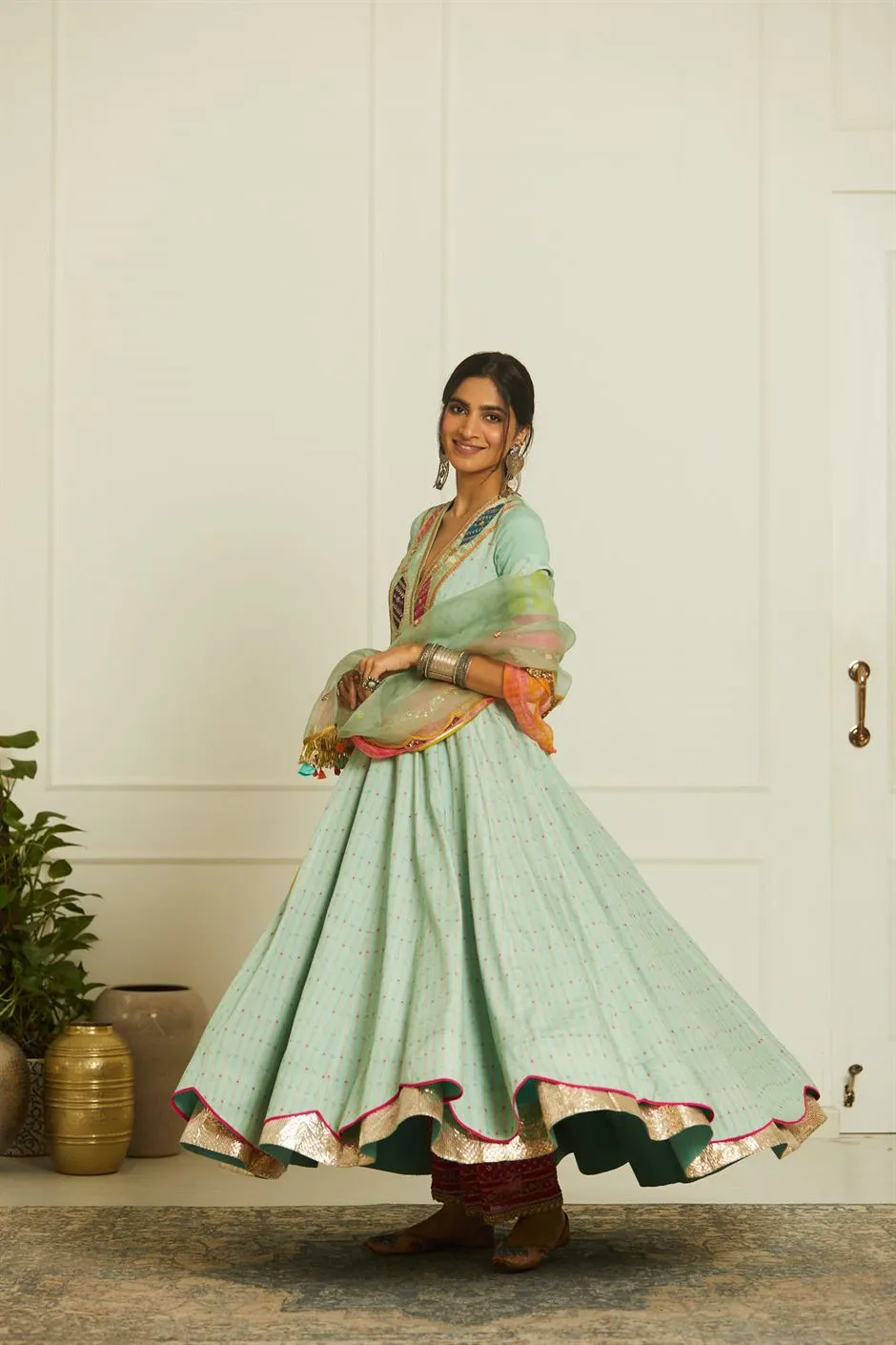 Raji Ramniq Mehezebeen Collection Powder Blue Anarkali Dupatta Mb-106