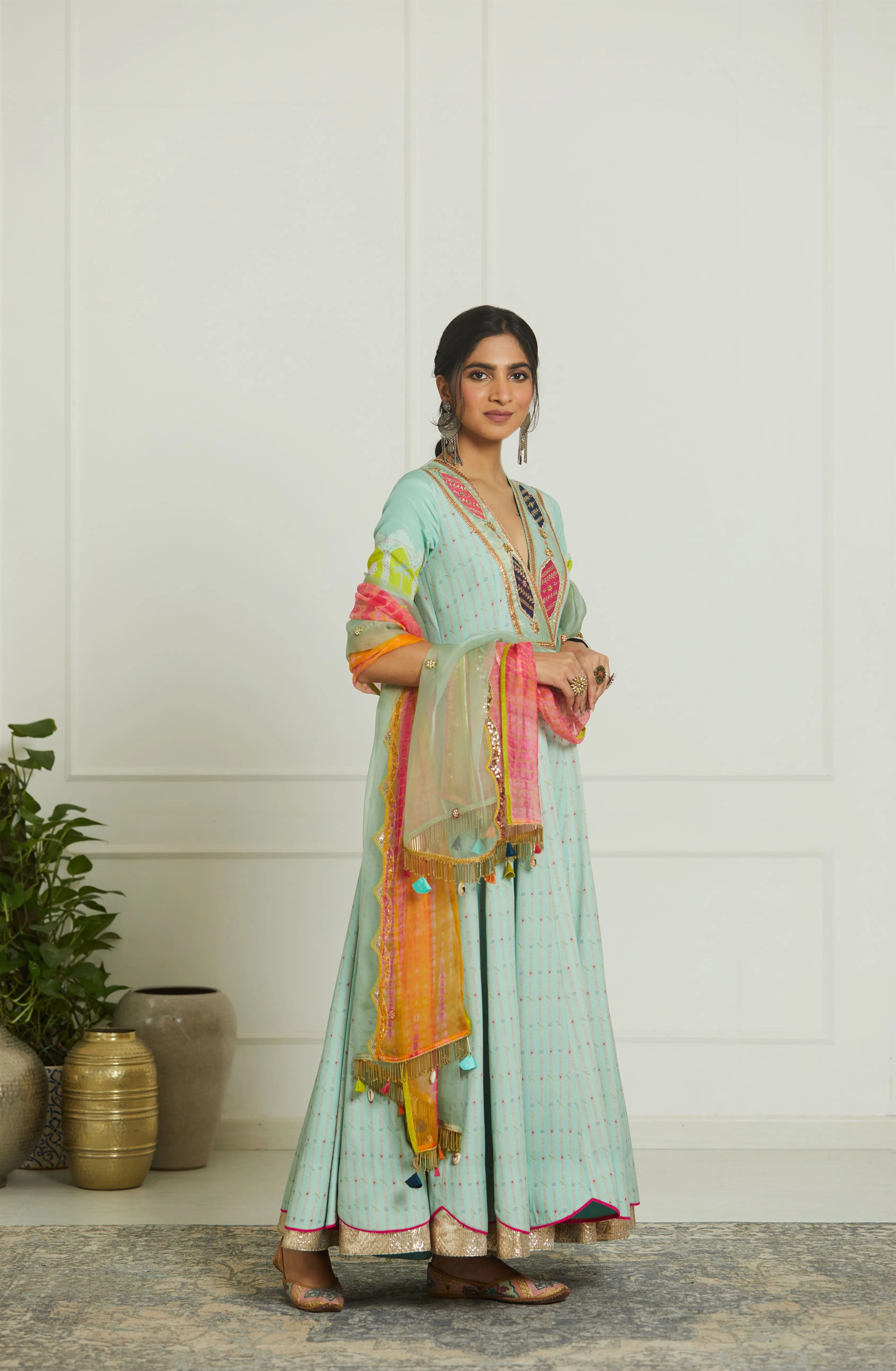 Raji Ramniq Mehezebeen Collection Powder Blue Anarkali Dupatta Mb-106