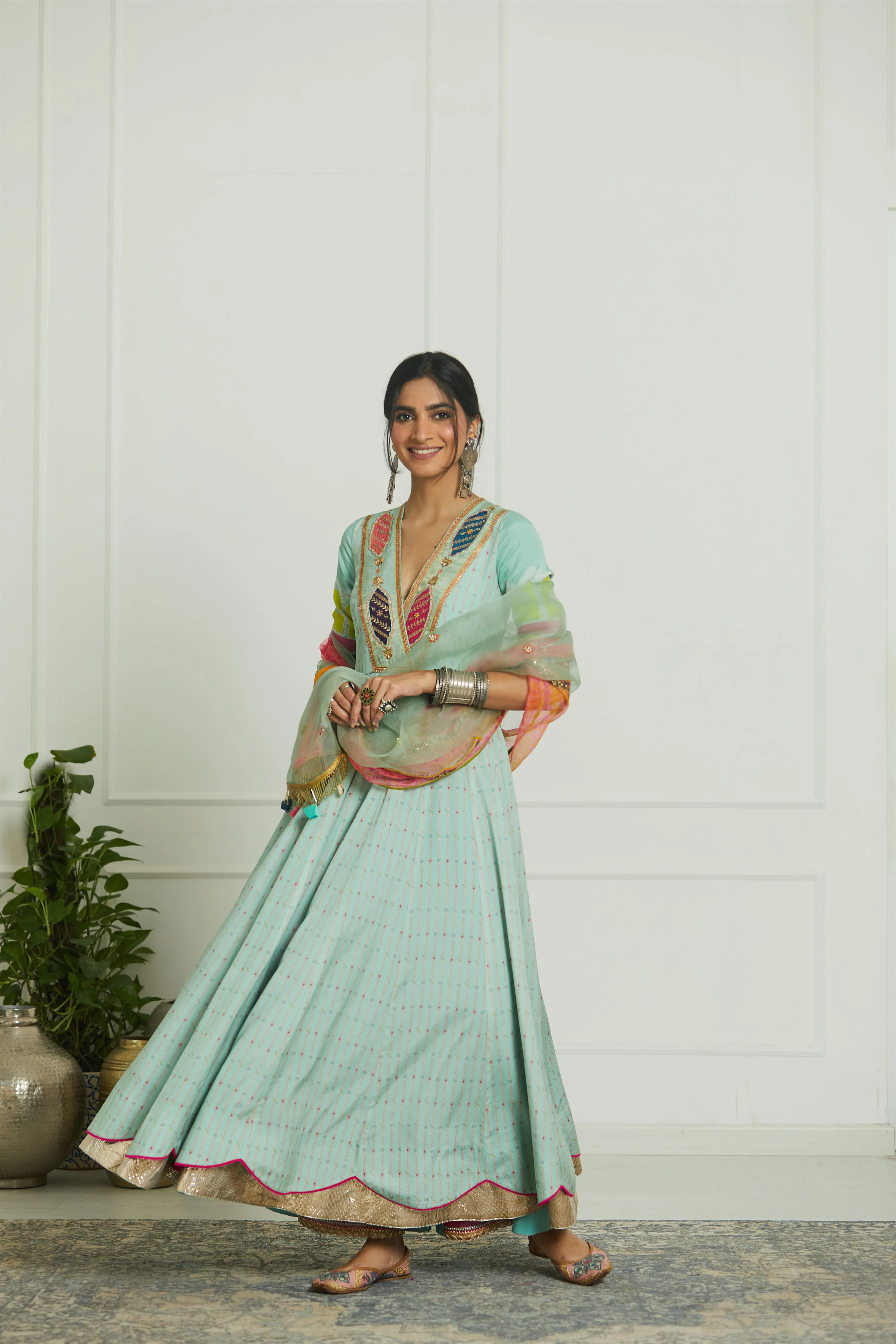 Raji Ramniq Mehezebeen Collection Powder Blue Anarkali Dupatta Mb-106
