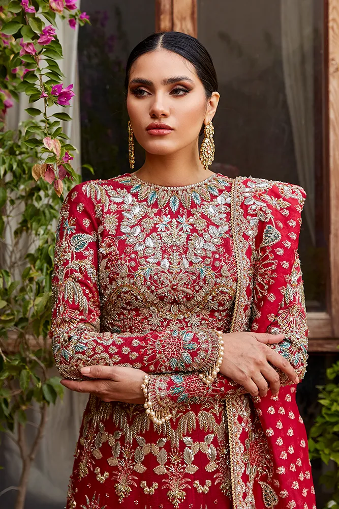 Red Bridal Lehenga Choli Dupatta in Premium Raw Silk