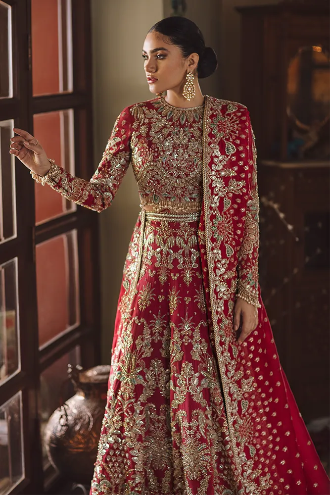 Red Bridal Lehenga Choli Dupatta in Premium Raw Silk