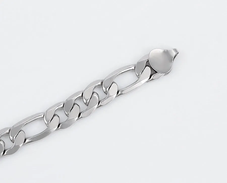 Rhodium Plated Figaro Thick Chain Necklace