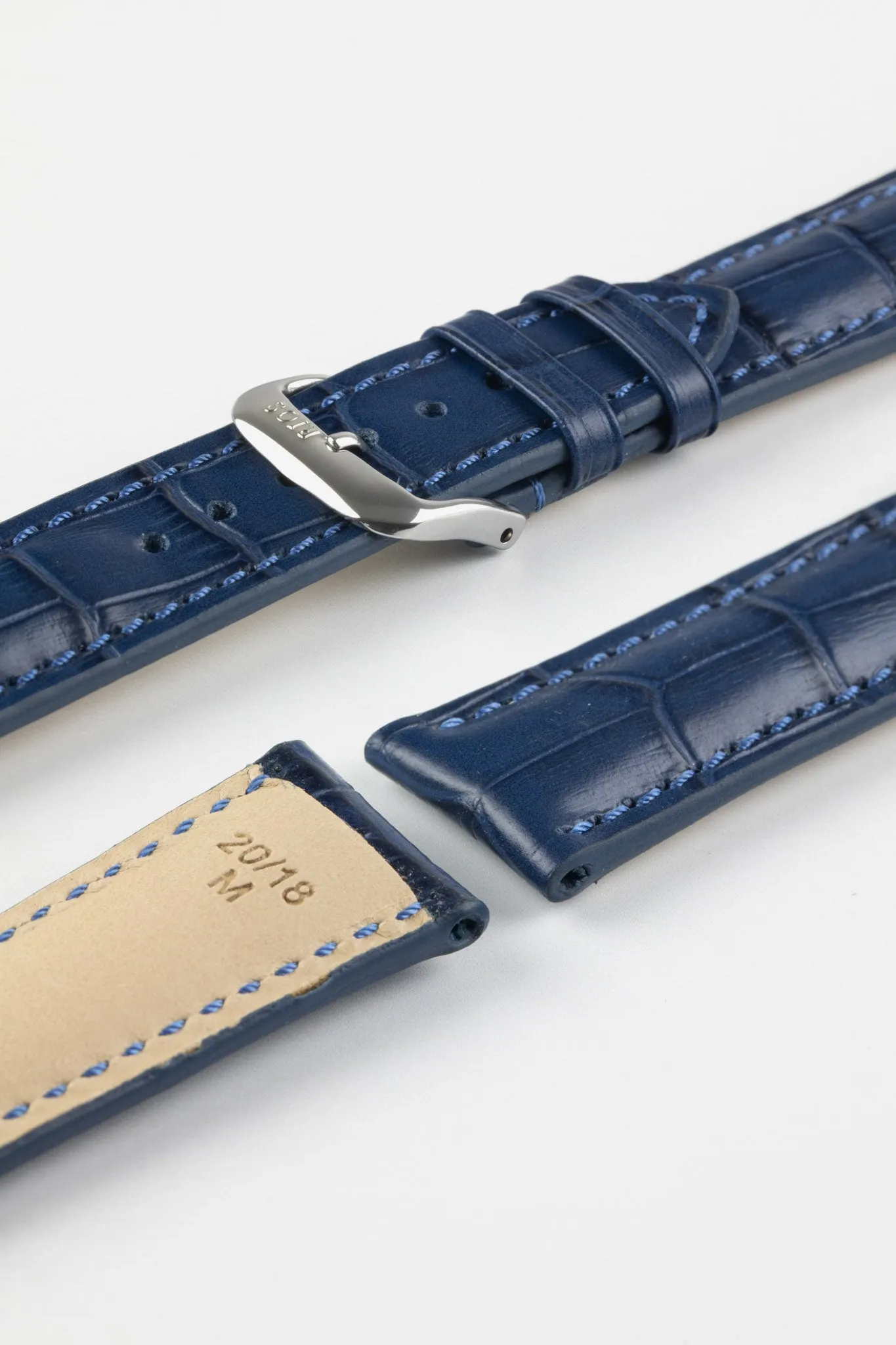 RIOS1931 LOUISIANA Alligator-Embossed Leather Watch Strap in NAVY BLUE