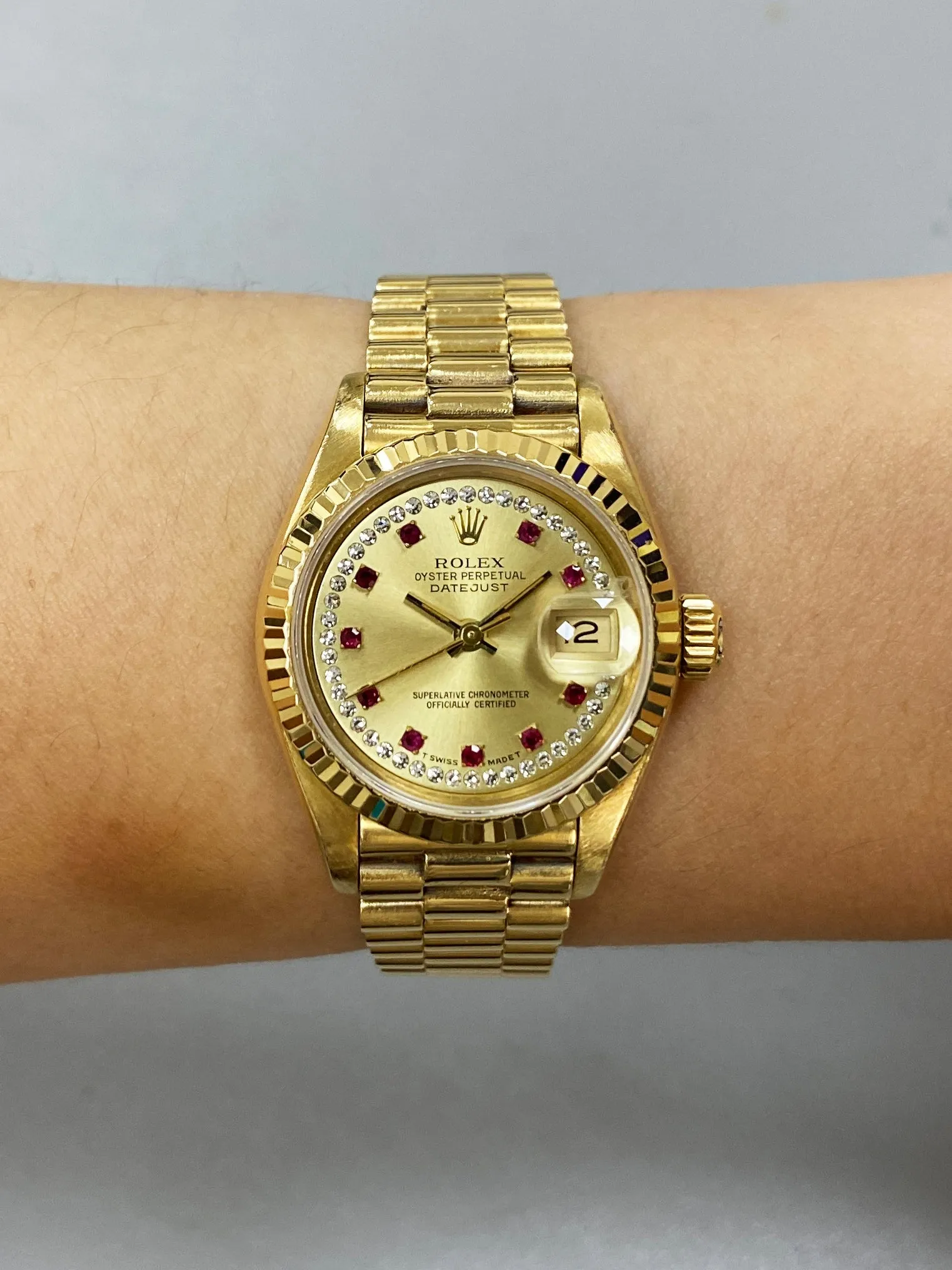 Rolex Datejust 69178 Ruby Diamond Dial Ladies Watch Box Papers