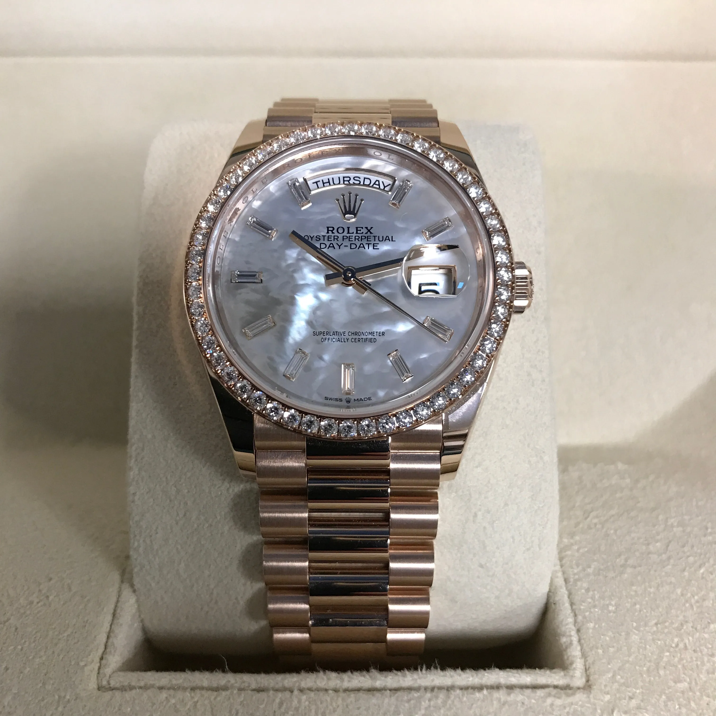 Rolex DayDate 36 Everose Gold & Diamond President Slate (128345RBR-0077)