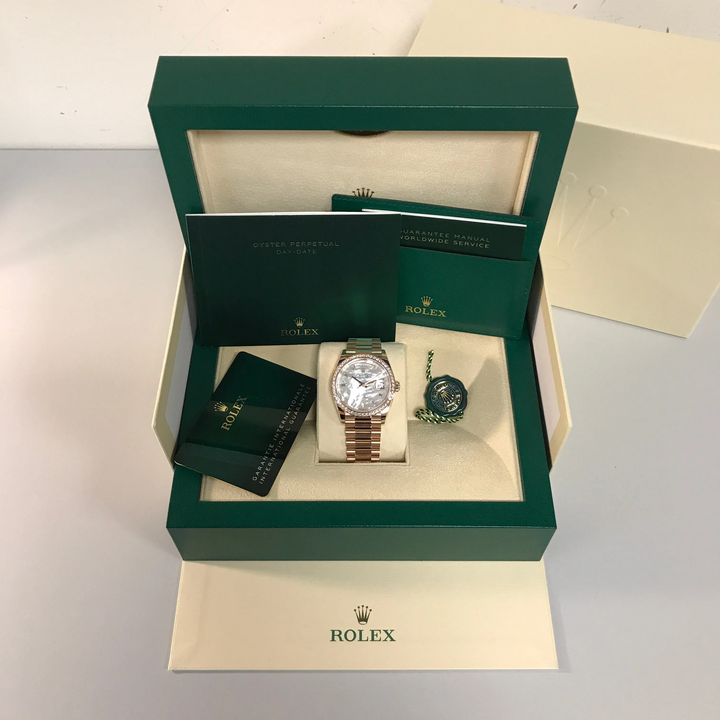 Rolex DayDate 36 Everose Gold & Diamond President Slate (128345RBR-0077)