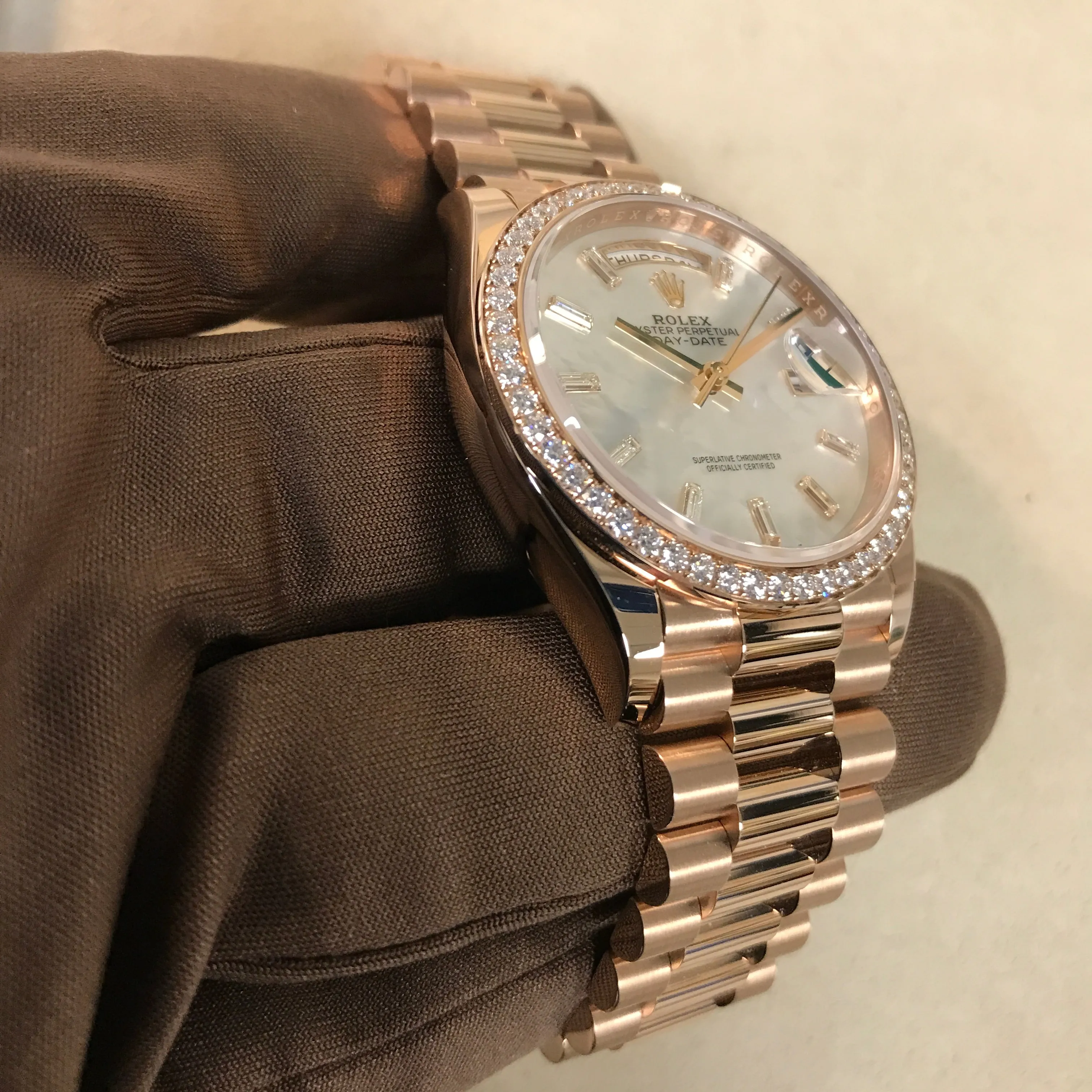 Rolex DayDate 36 Everose Gold & Diamond President Slate (128345RBR-0077)