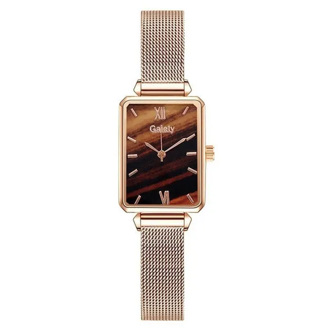 ROSE GOLD SQUARE DIAL FOR WOMEN BRACELET WATCH