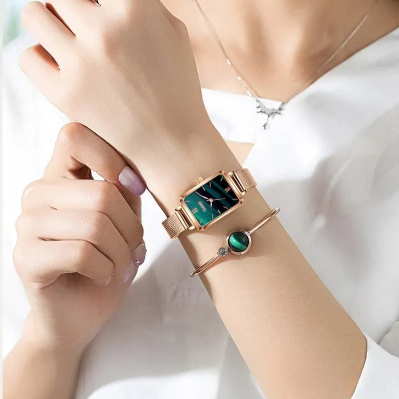 ROSE GOLD SQUARE DIAL FOR WOMEN BRACELET WATCH