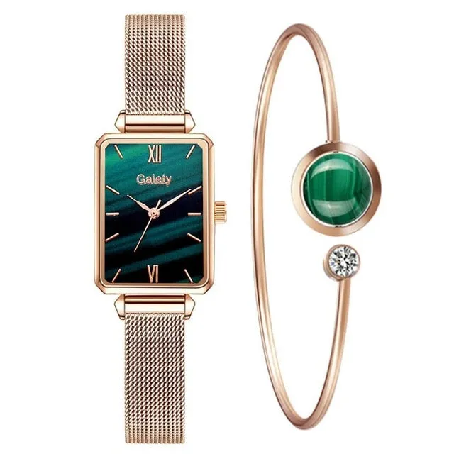 ROSE GOLD SQUARE DIAL FOR WOMEN BRACELET WATCH