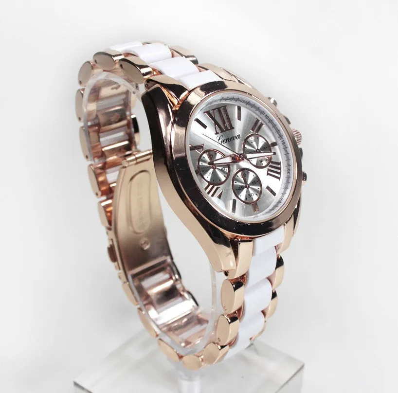 Rose Gold White Womens Watch