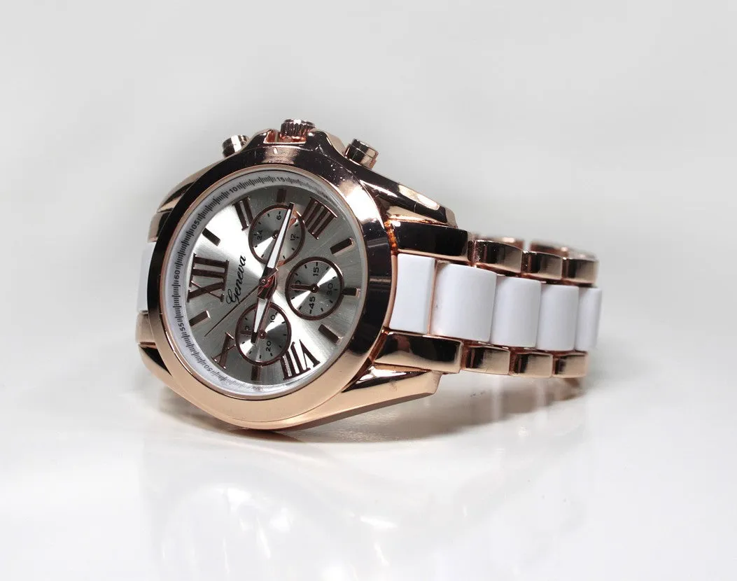 Rose Gold White Womens Watch