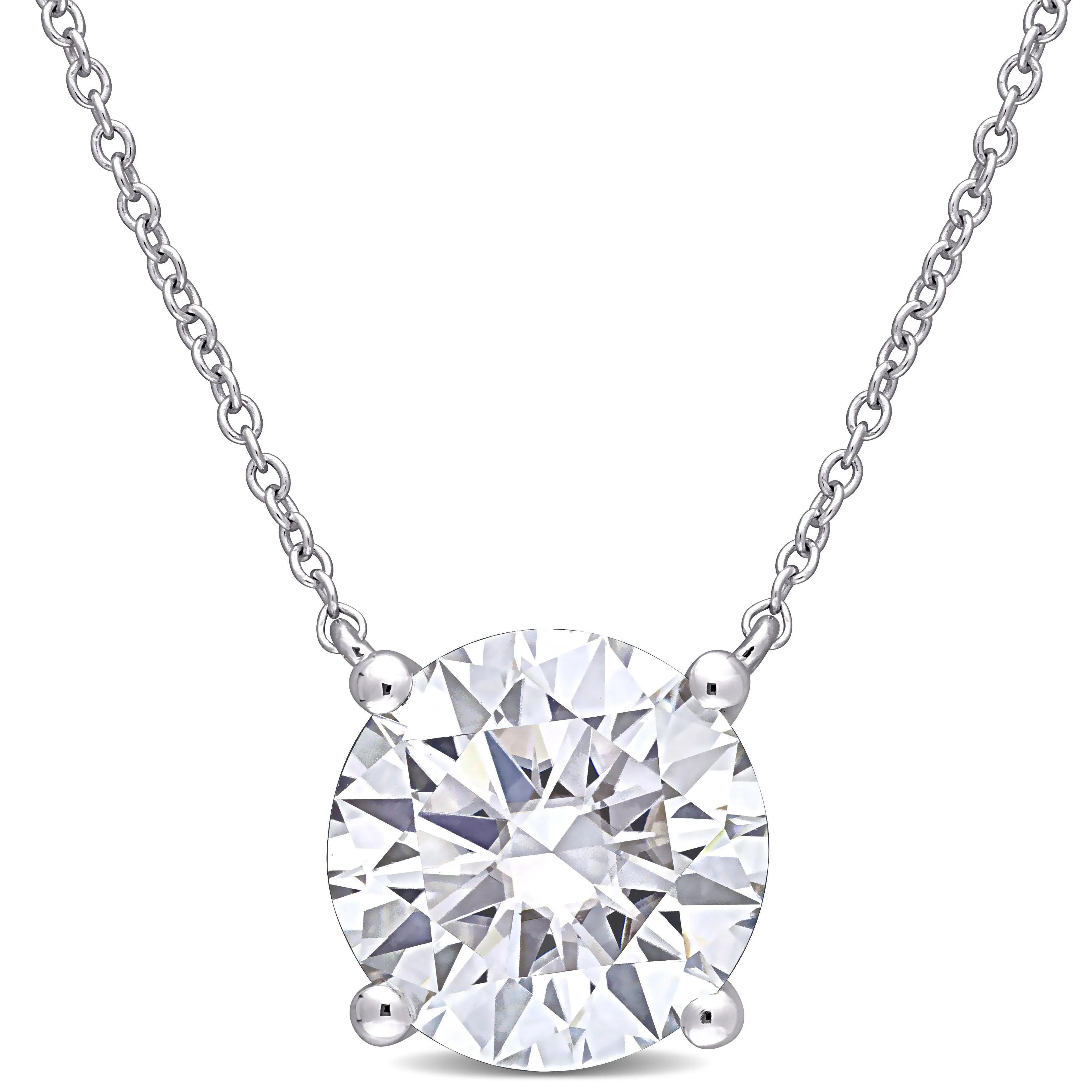 Round 10K White Gold Moissanite Chain Necklace