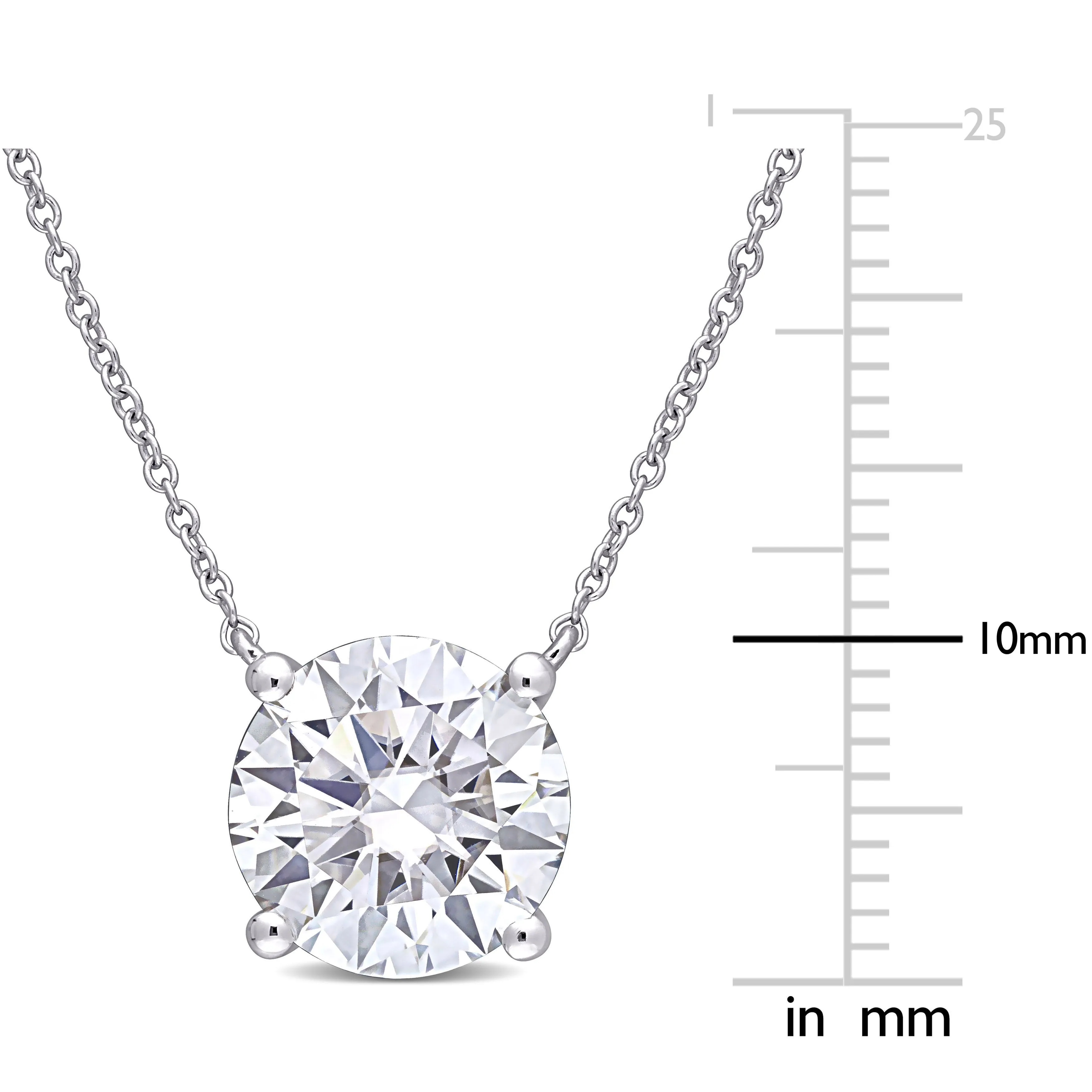 Round 10K White Gold Moissanite Chain Necklace
