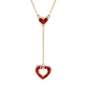 Ruby Heart Pendant Dangle Necklace