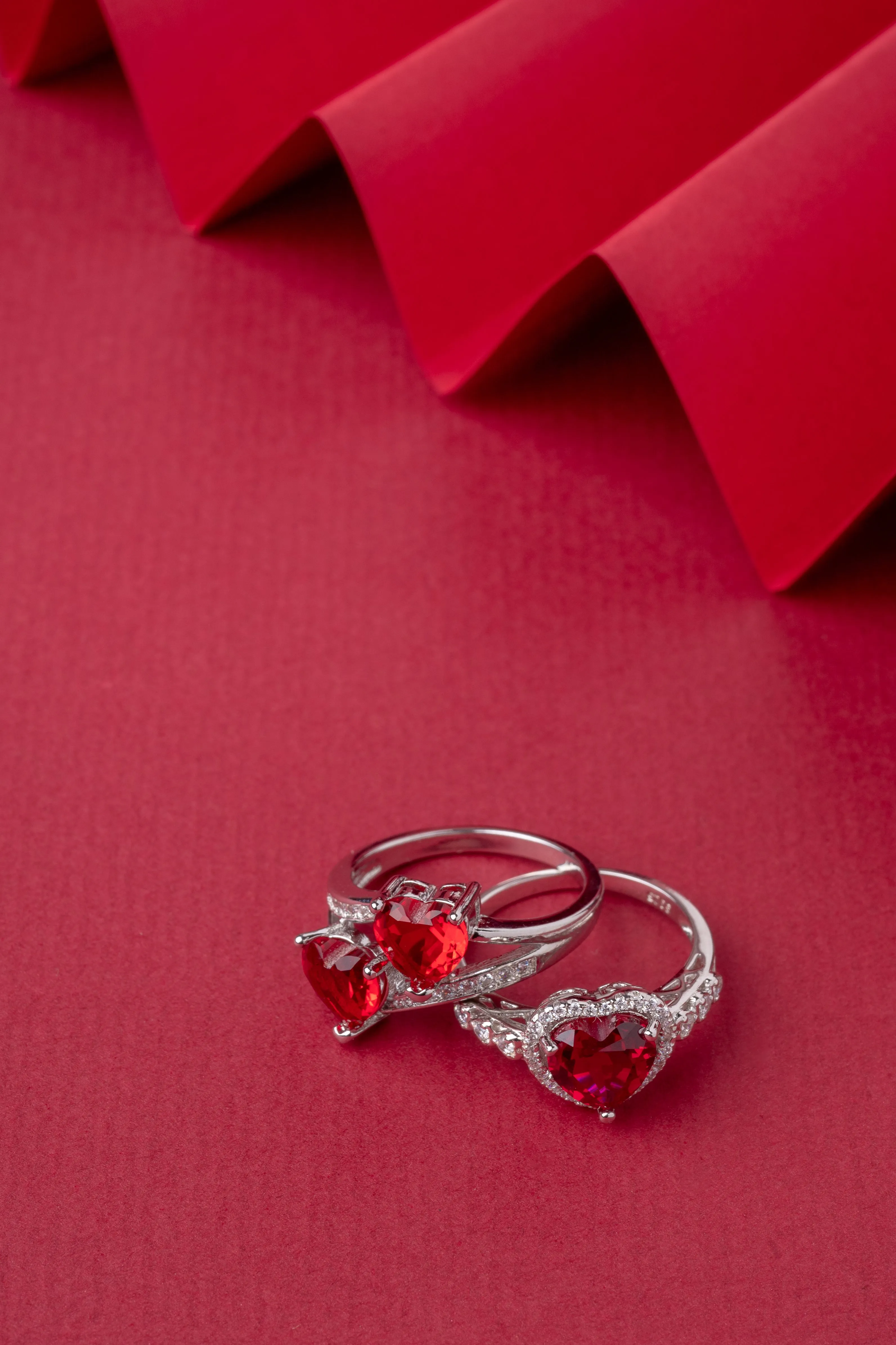 Ruby two Heart Stone Ring