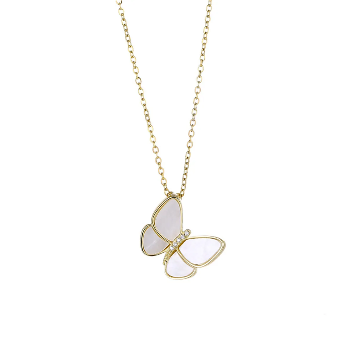 Shell & 18K Gold-Plated Butterfly Pendant Necklace