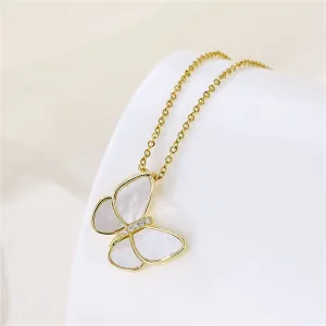 Shell & 18K Gold-Plated Butterfly Pendant Necklace