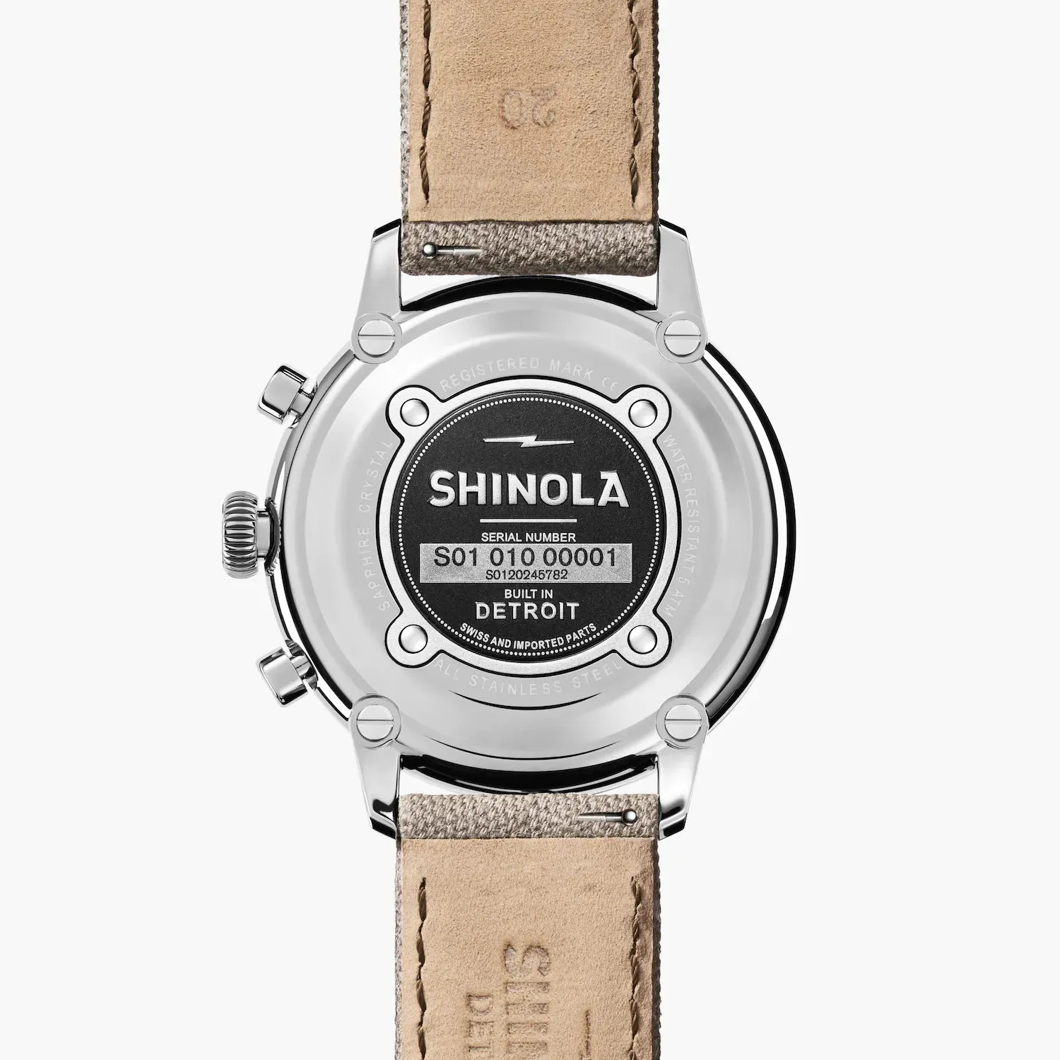 Shinola, The Traveler 42mm Cream Dial Dune Canvas Strap