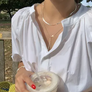 [Silver 925] Snake Chain Necklace   Rollo Chain Y Necklace