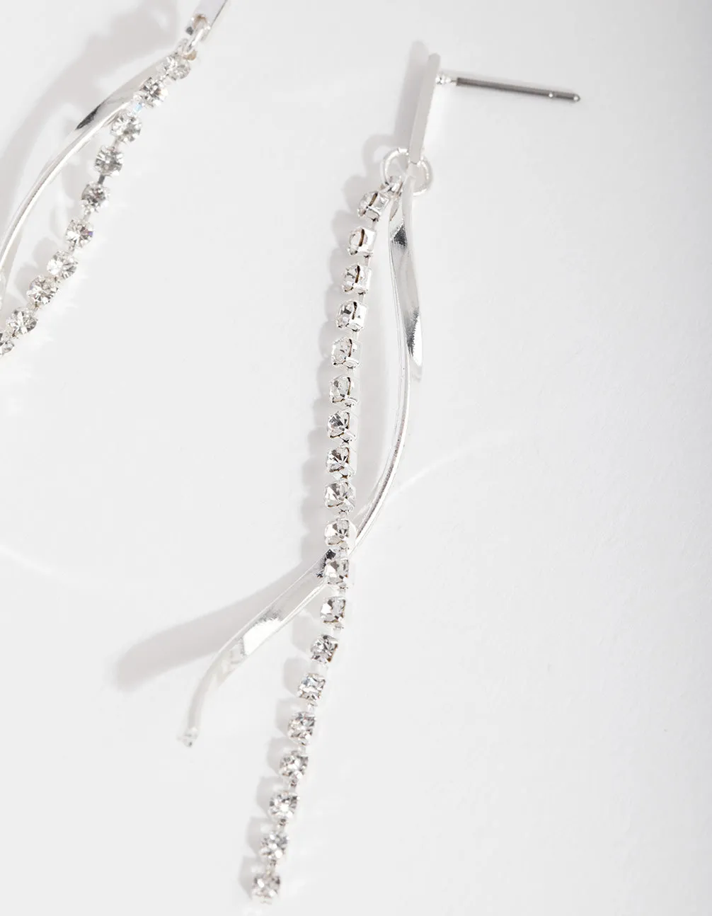 Silver Chain Twist Earrings