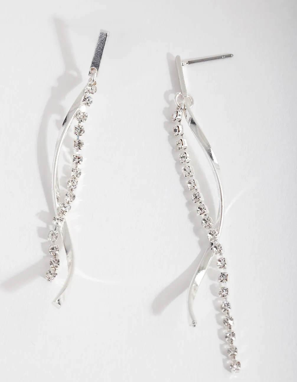 Silver Chain Twist Earrings