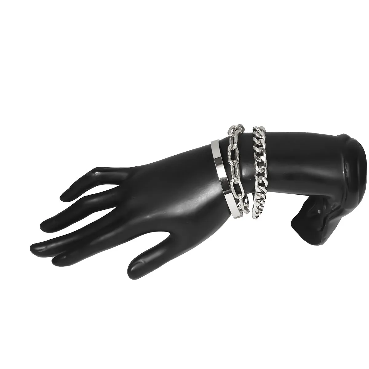 Silver-Plated Chain Link Bracelet Set