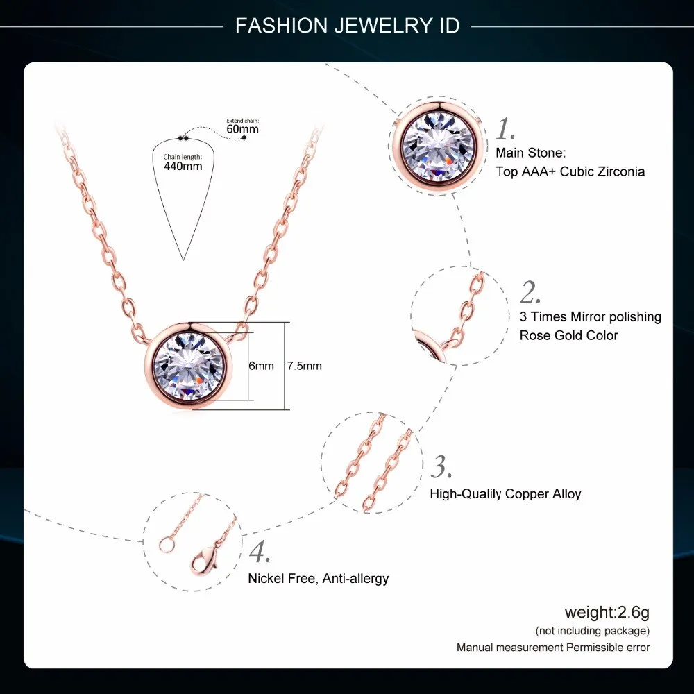 Simple Small Round 1 carat Necklace