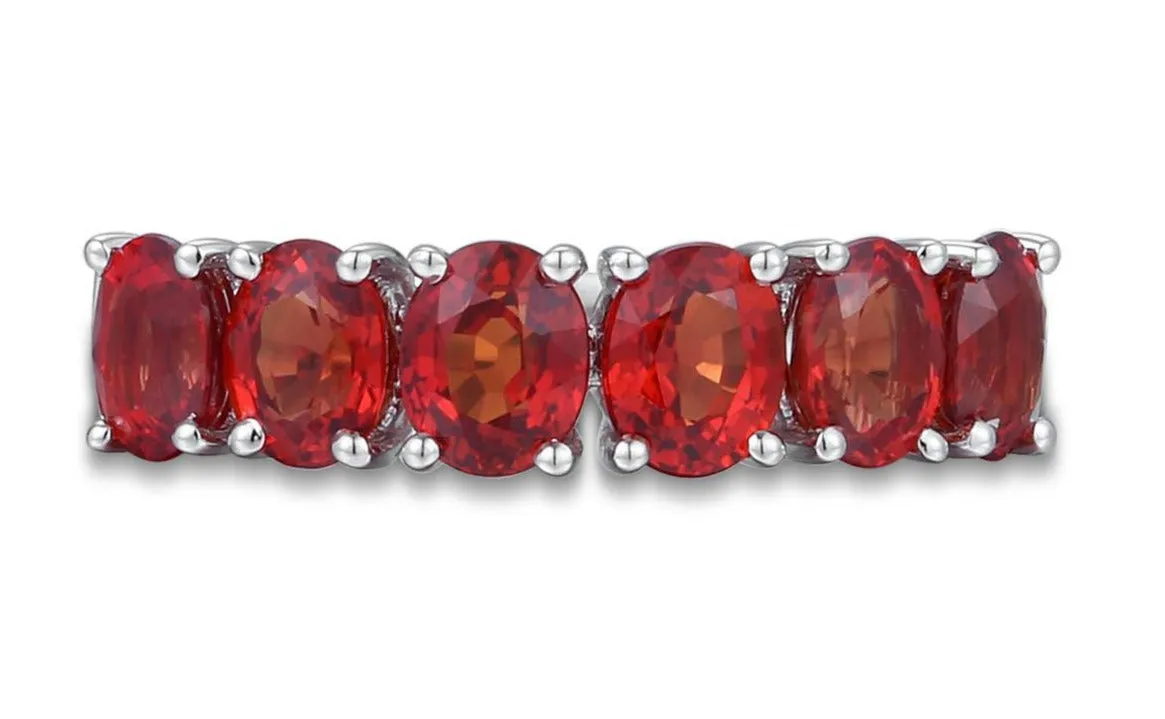 Six Orange Sapphire Oval Cut Ring 2.65ct tw